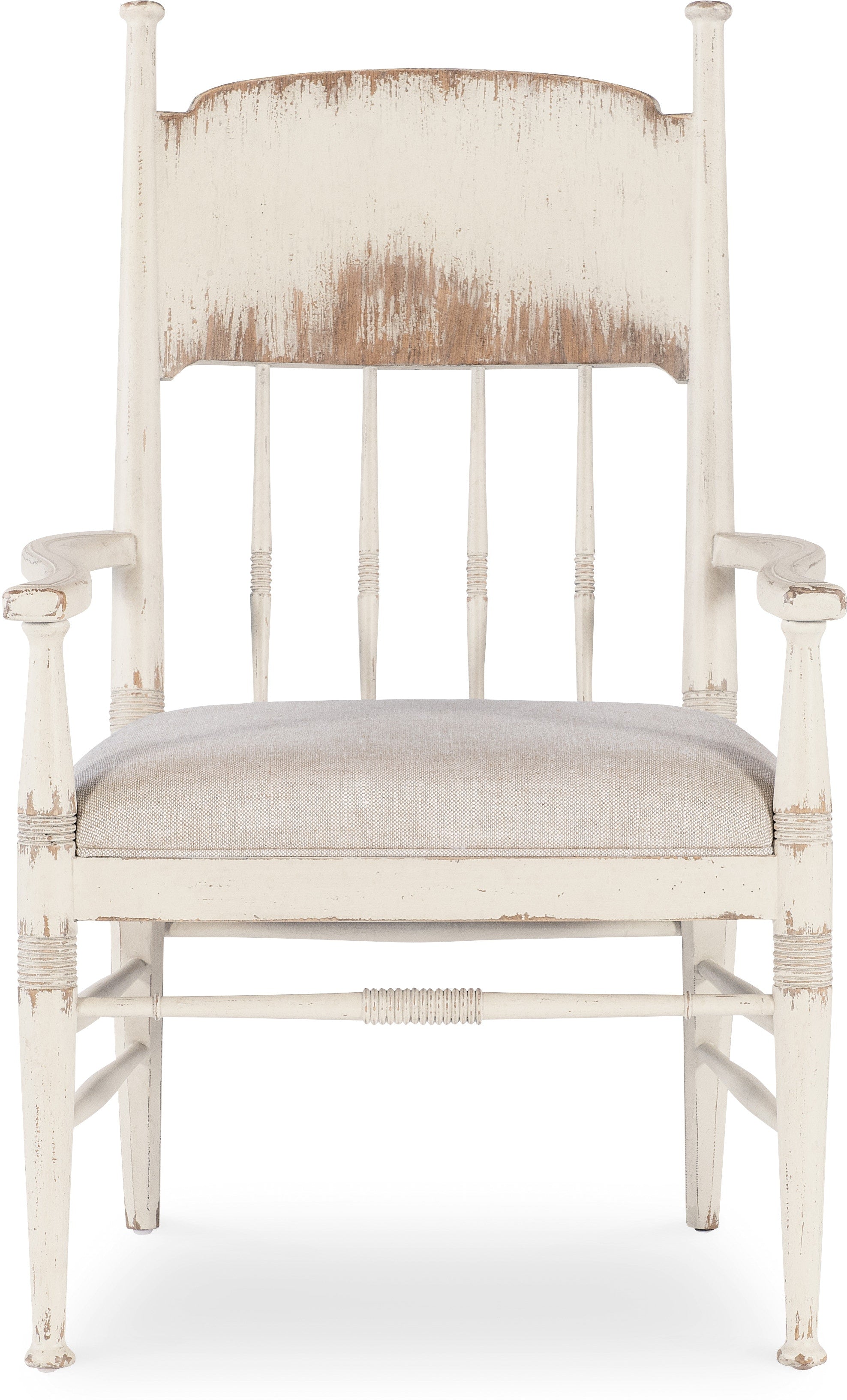 Americana Upholstered Seat Arm Chair in White - Comfortable Living Room Accent Chair for Home Office and Reading Nook