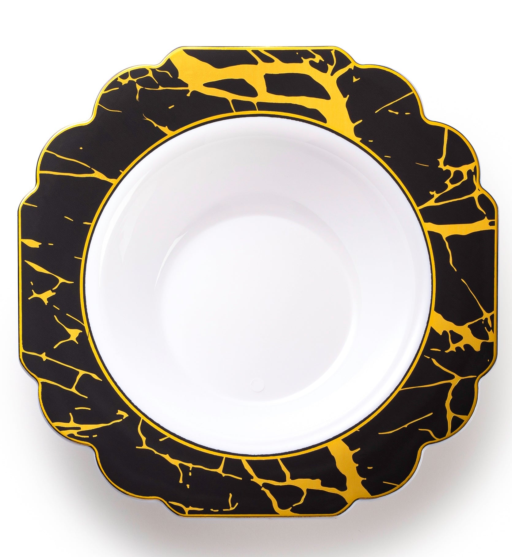 10-Pack Black & Gold Marble Plastic Plates - Elegant Disposable Dinnerware for Parties, Weddings & Events - BPA-Free Durable Plates for Home, Catering & Outdoor Use