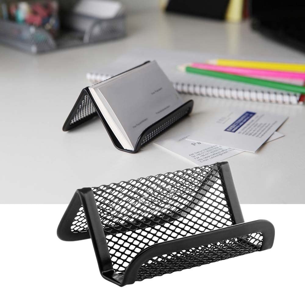 Rocutus 8-Piece Metal Business Card Organizer Set - Black Mesh Desk Display Holder for Office, Networking & Professional Events - Perfect for Reception Areas, Conference Rooms & Executive Desks