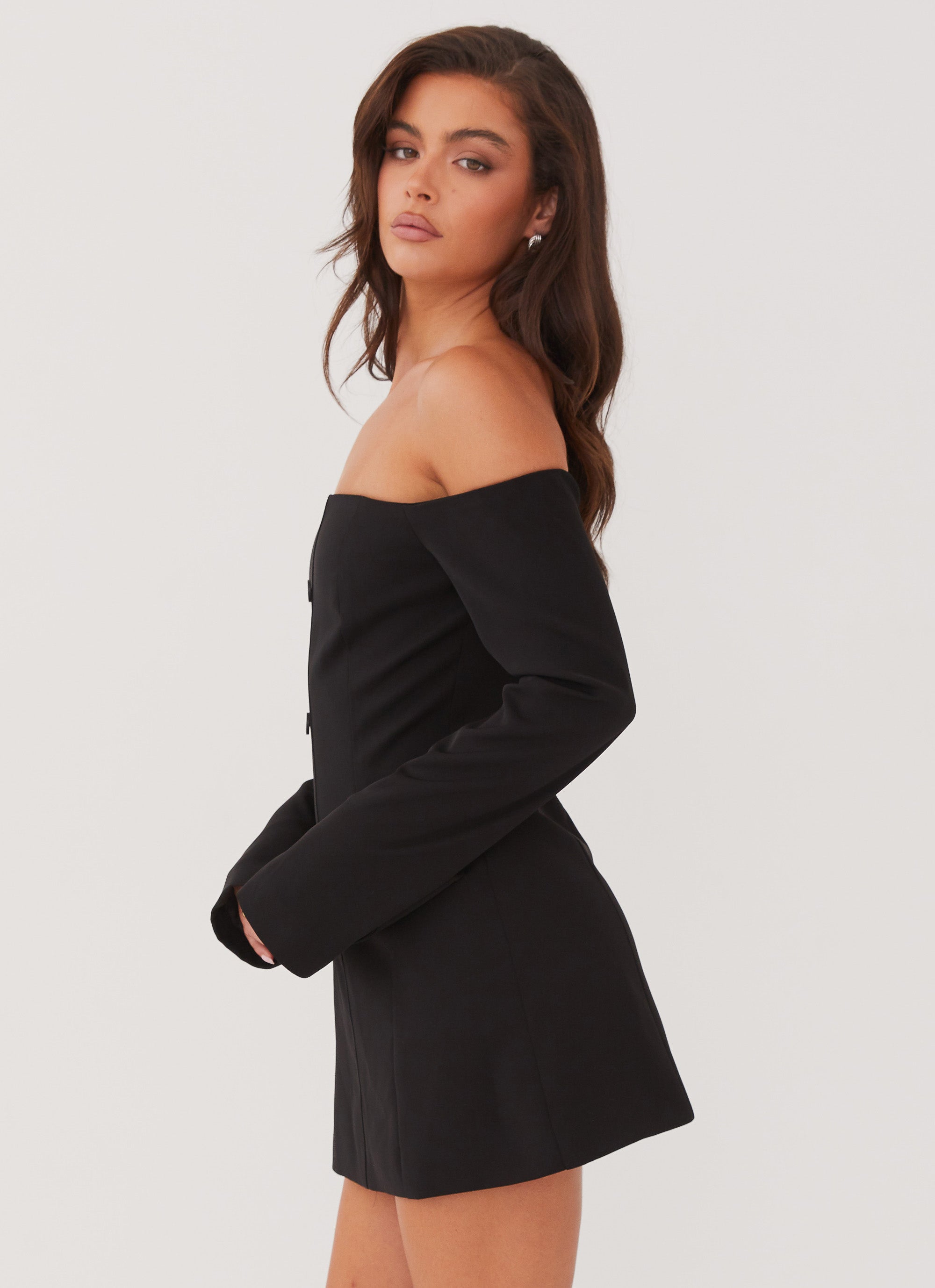 Dominique Blazer Mini Dress in Black - Elegant Office Wear & Night Out Outfit for Women