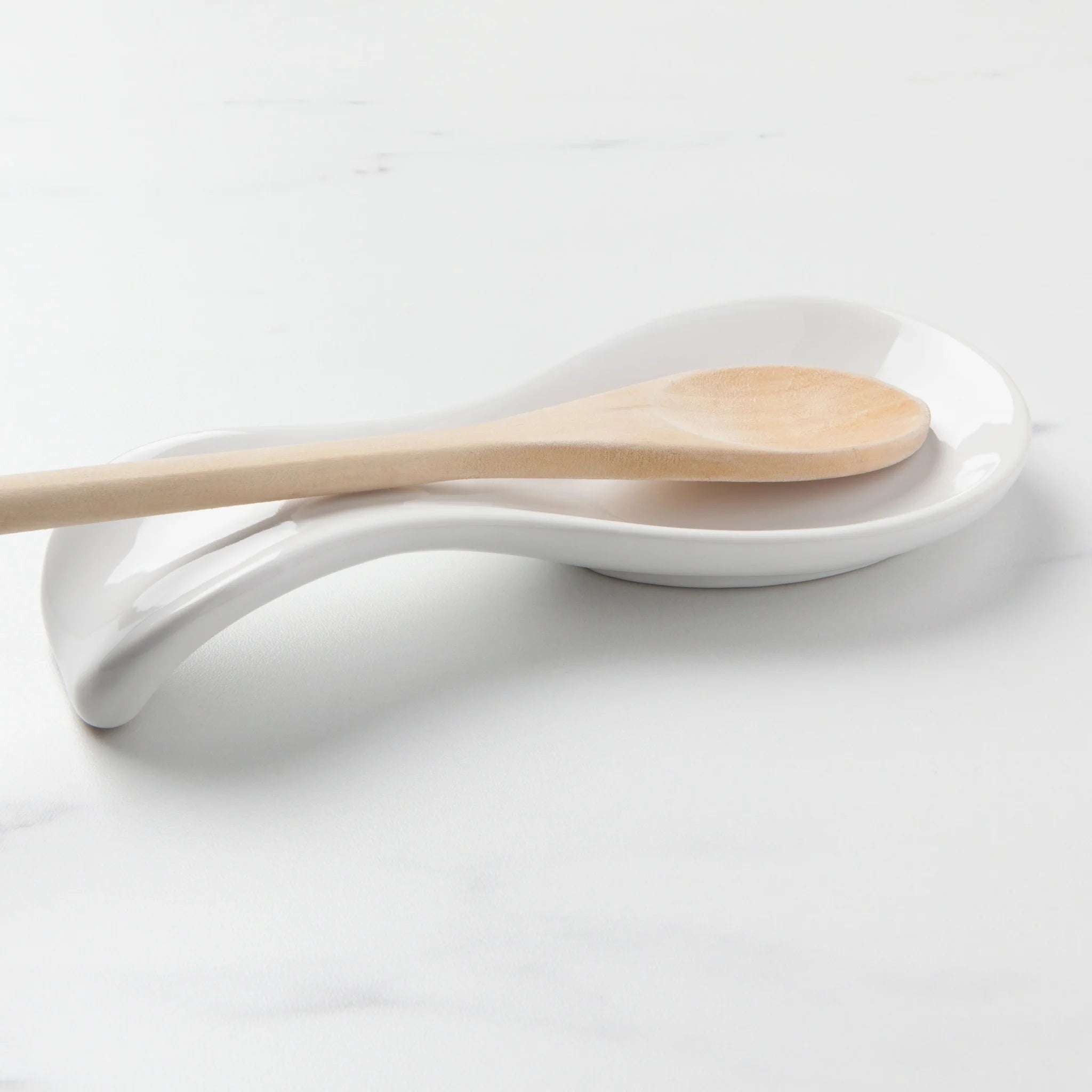 Now Designs Curved Stoneware Spoon Rest - Elegant Kitchen Utensil Holder for Cooking & Serving - Perfect for Stovetop, Countertop & Dining Table Use