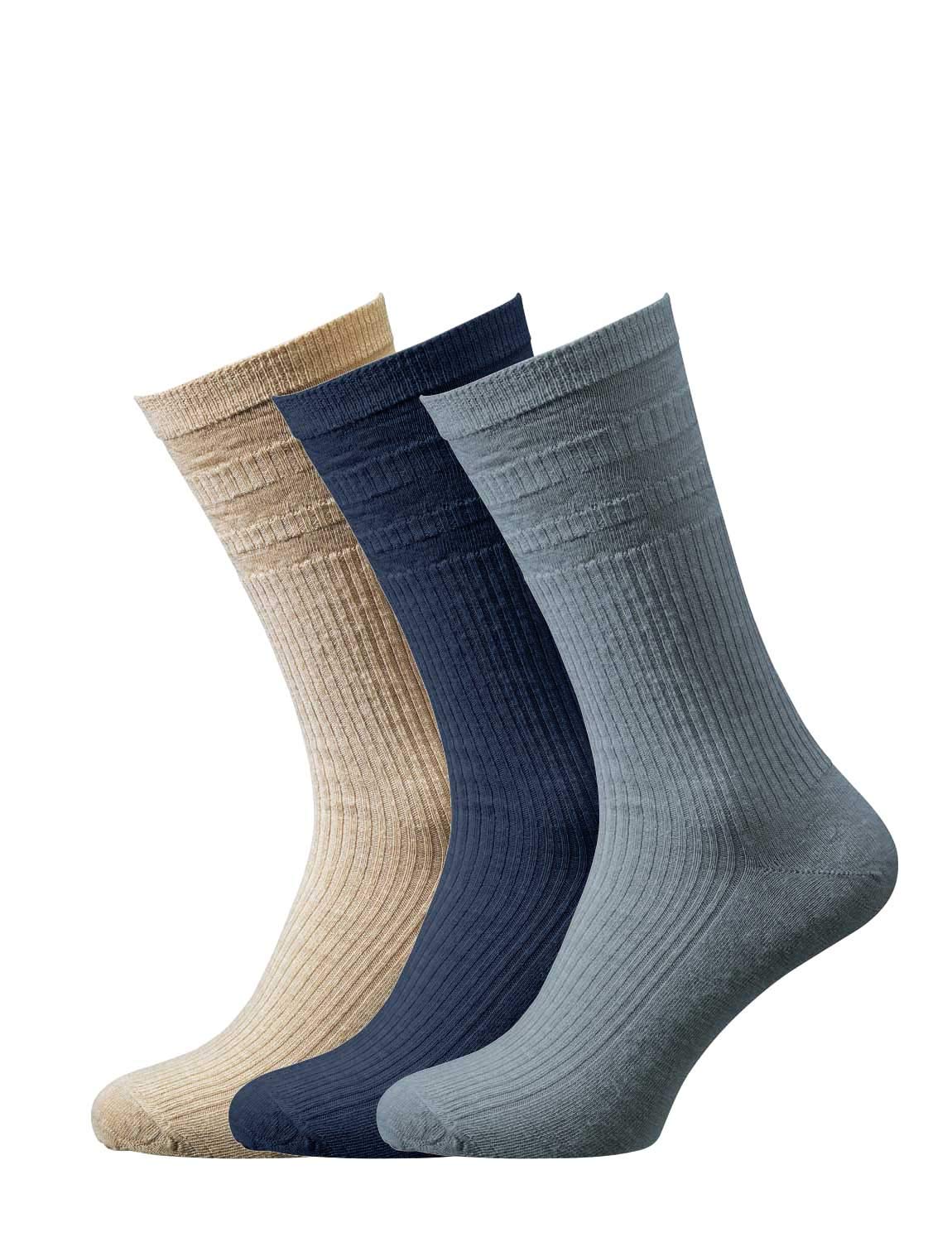 Men's Wide Fit Soft Top Wool Rich Socks - Comfortable Winter Thermal Socks for Hiking, Outdoor Activities & Daily Wear