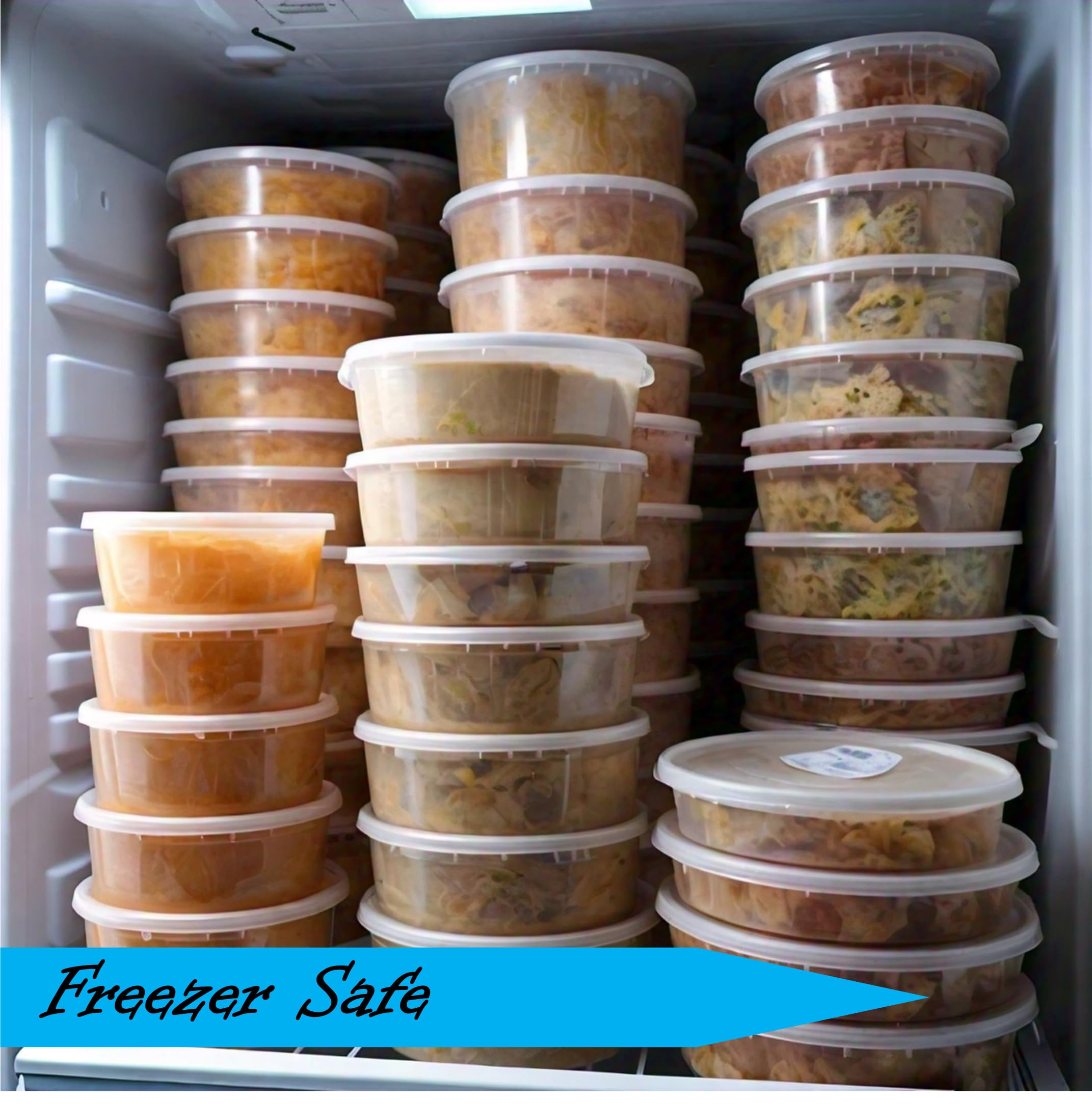 96-Pack 8 oz Clear Airtight Reusable Plastic Food Storage Containers with Lids - Microwave, Freezer & Dishwasher Safe Deli Containers for Meal Prep, Leftovers & Pantry Organization