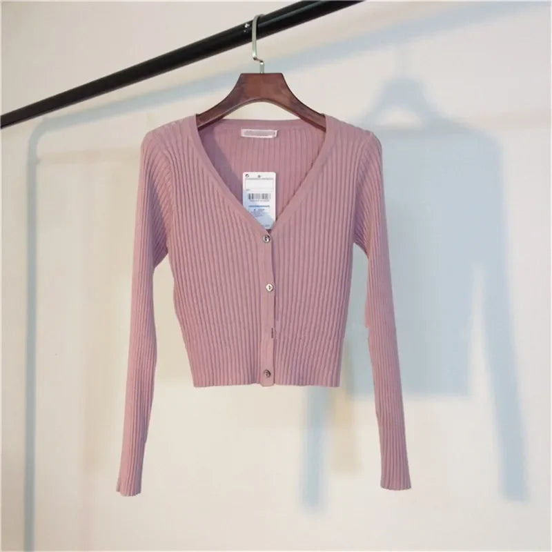 Patchwork Long Sleeve Button-Up Knit Sweater for Women - Cozy Fall & Winter Fashion - Perfect for Casual Outings and Office Wear