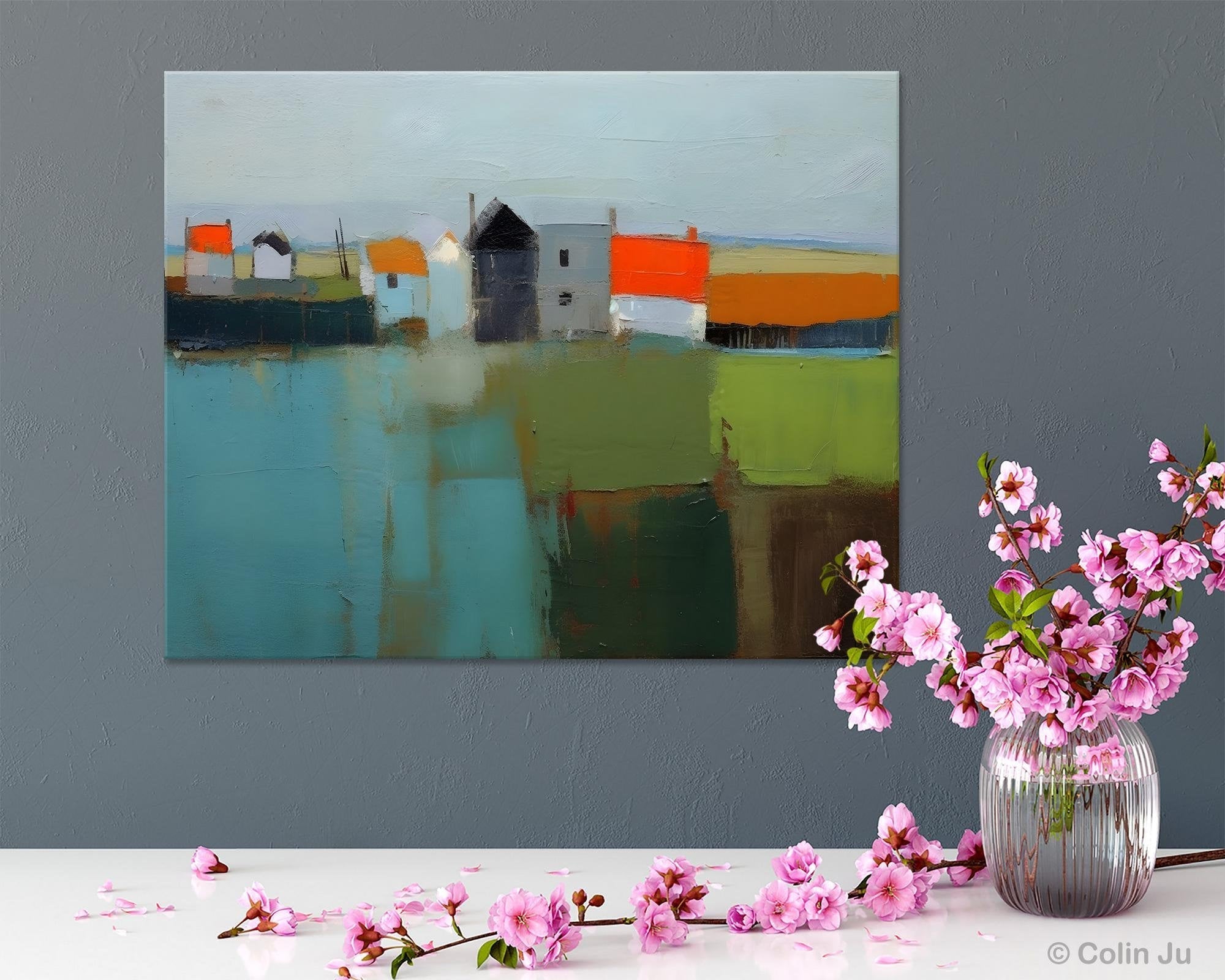 Extra Large Abstract Landscape Canvas Painting - Handmade Original Wall Art for Living Room, Bedroom & Office Decor | Modern Acrylic Artwork for Home & Office Interior Design