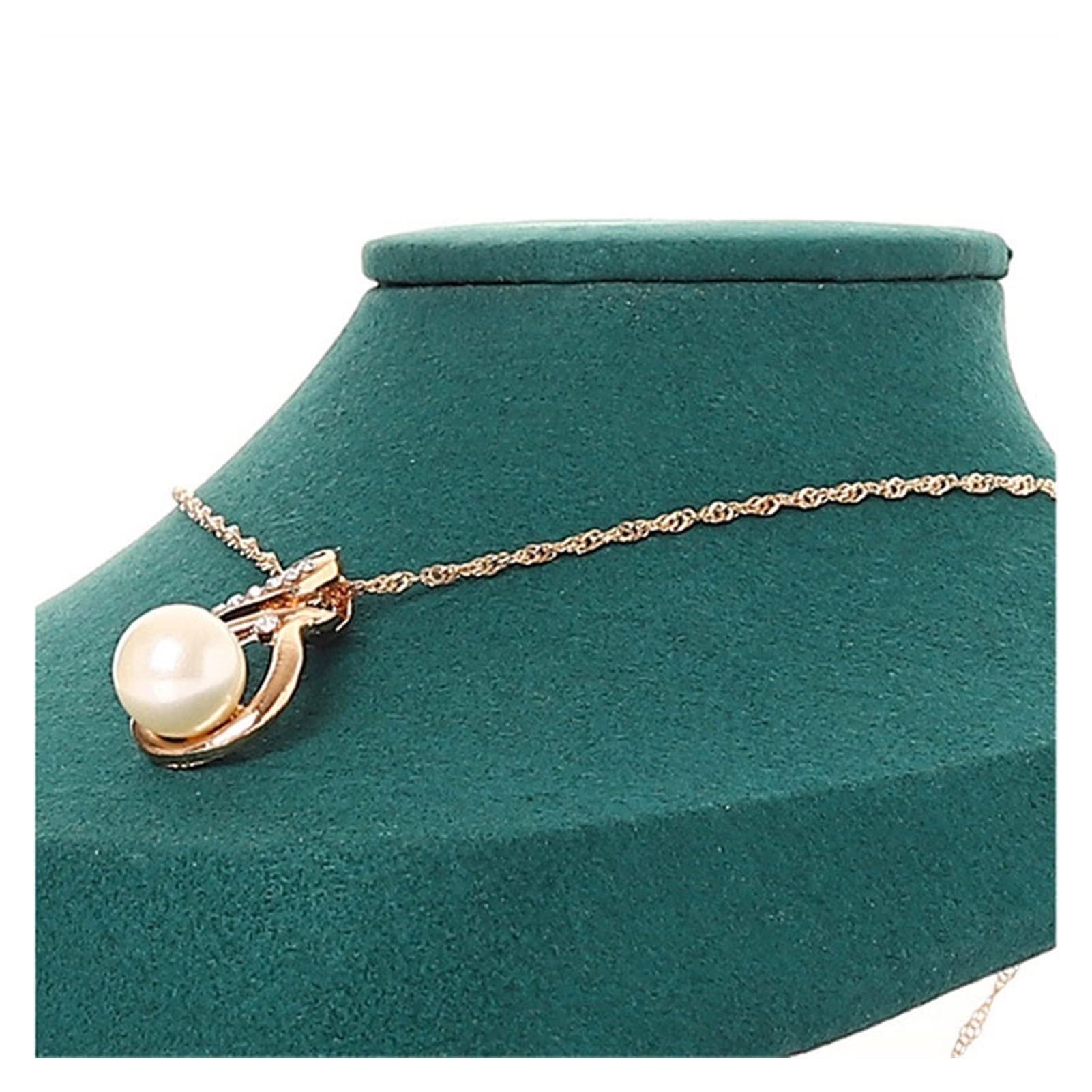 Velvet Jewelry Display Stand - Small Green Necklace Bust Hanger for Pendant & Chain Storage - Perfect for Boutique, Jewelry Store & Home Organizer