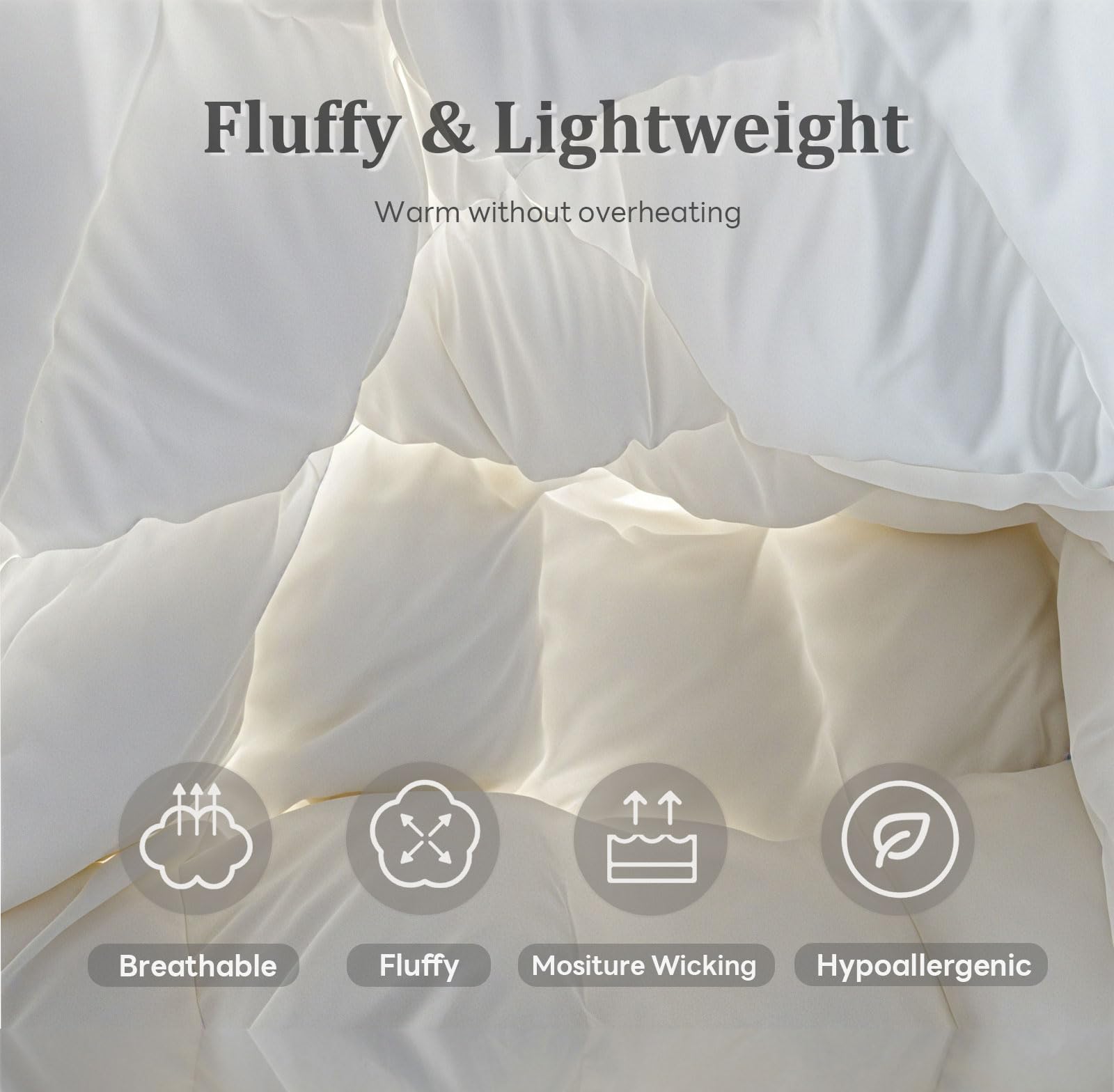 Premium King Size MAXICOZY Down Alternative Comforter - 106x90 Inches Fluffy Luxurious All-Season Duvet Insert - Medium Warmth Lightweight Hotel-Quality Bedding - Perfect for Master Bedrooms, Guest Rooms & Cozy Winter Nights (White)