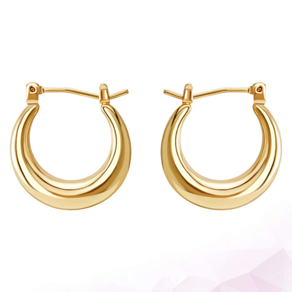 KESYOO 2 Pack Minimalist Gold U-Shaped Hoop Earrings for Women - Dainty European Style Fine Jewelry - Perfect for Everyday Wear, Office & Date Night