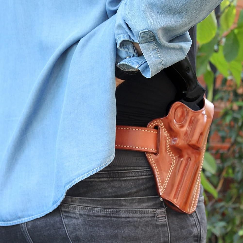 Premium Leather OWB Pancake Holster with Thumb Break - Fits Ruger GP-100 .357 Magnum 4.2