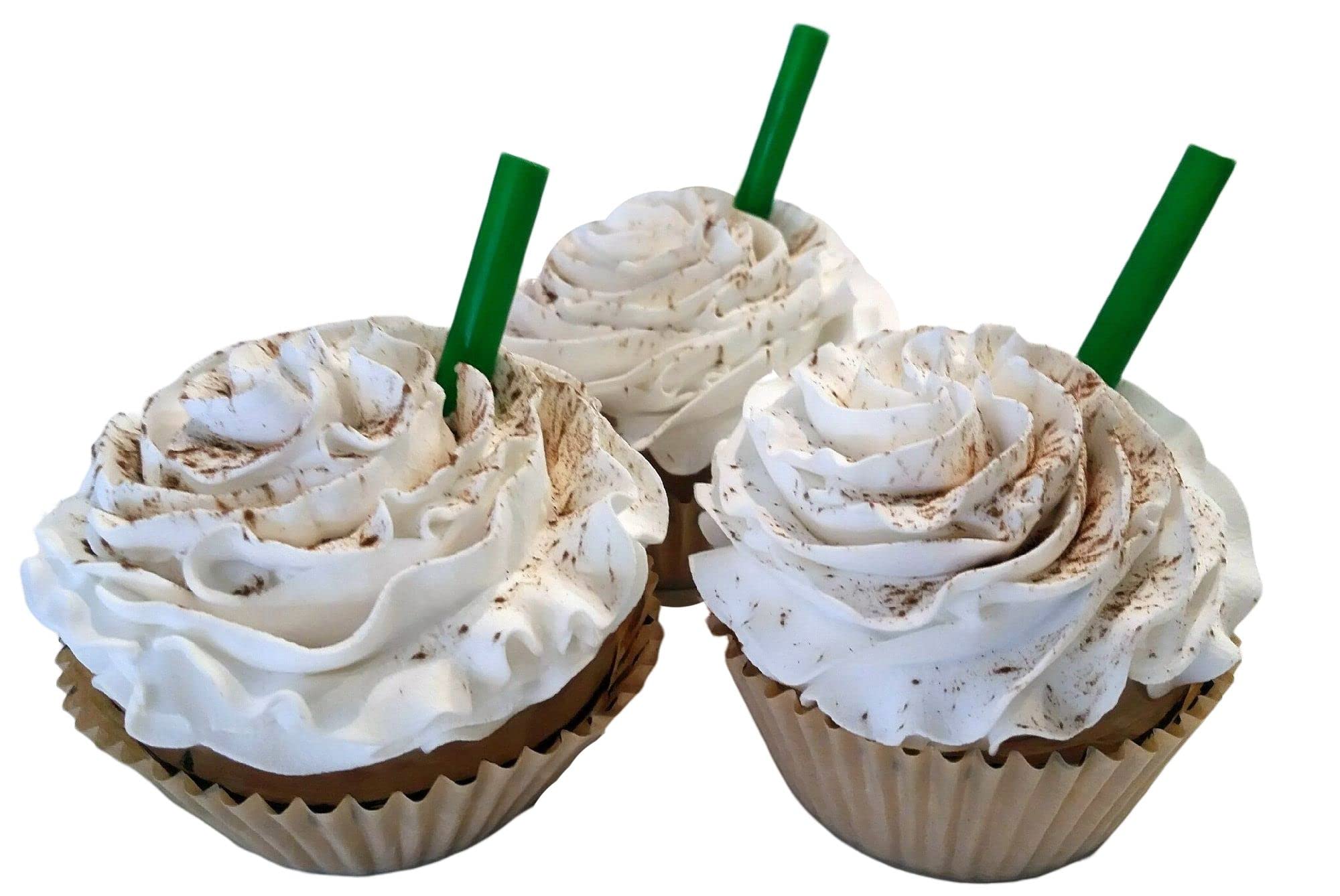 Artificial Cupcakes for Display - Fake Coffee Latte Cake Decorations - Faux Dessert Props for Home & Kitchen Decor - 3-Piece Fake Food Set - Perfect for Party Decor, Photography Props, and Table Centerpieces