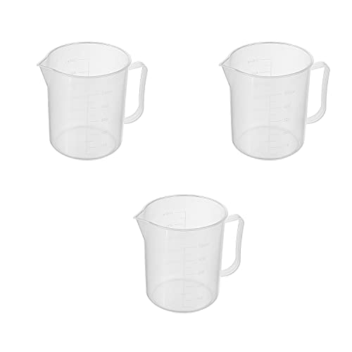 5-Piece 500ml Plastic Measuring Cups Set - Transparent Graduated Beakers with Handle for Kitchen, Baking, Lab Experiments & Liquid Measurement (Ideal for Cooking, Science Projects & DIY Crafts)