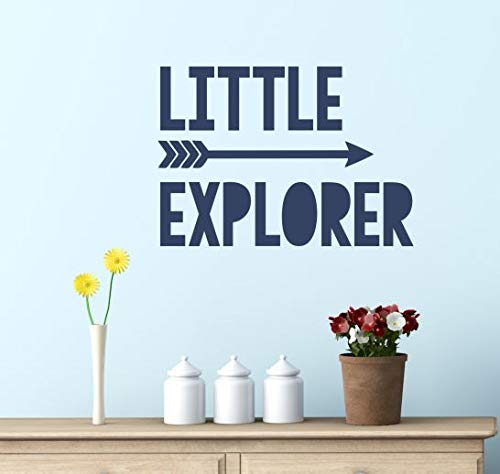 Little Explorer Arrow Nursery Wall Stickers - Vinyl Art Baby Room Decor 23x16 Inch Deep Blue | Perfect for Kids Bedroom, Playroom & Nursery Decoration