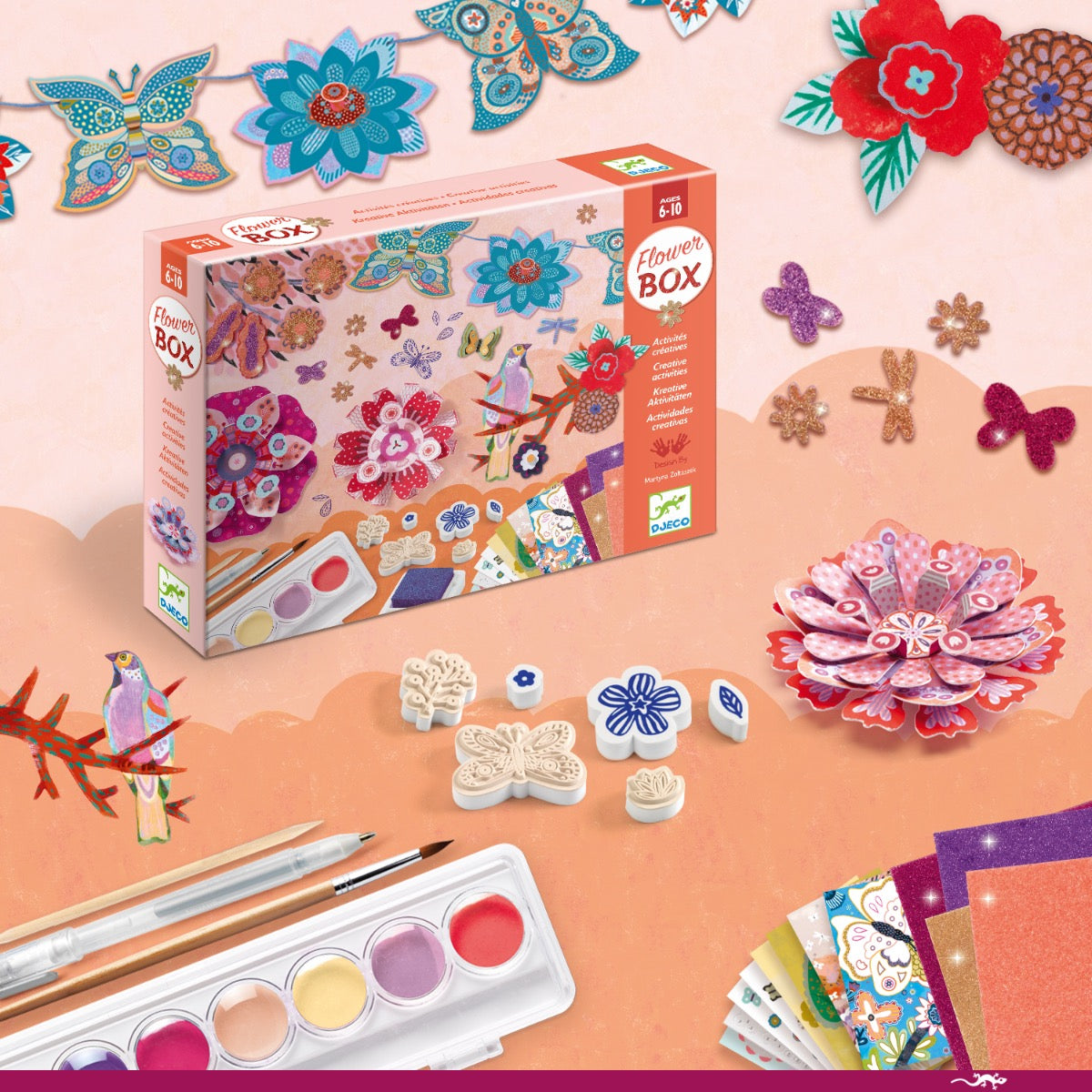 Djeco Multi Activity Kits - The Flower Garden | Creative Arts & Crafts for Kids | Perfect for Birthday Gifts & Classroom Activities