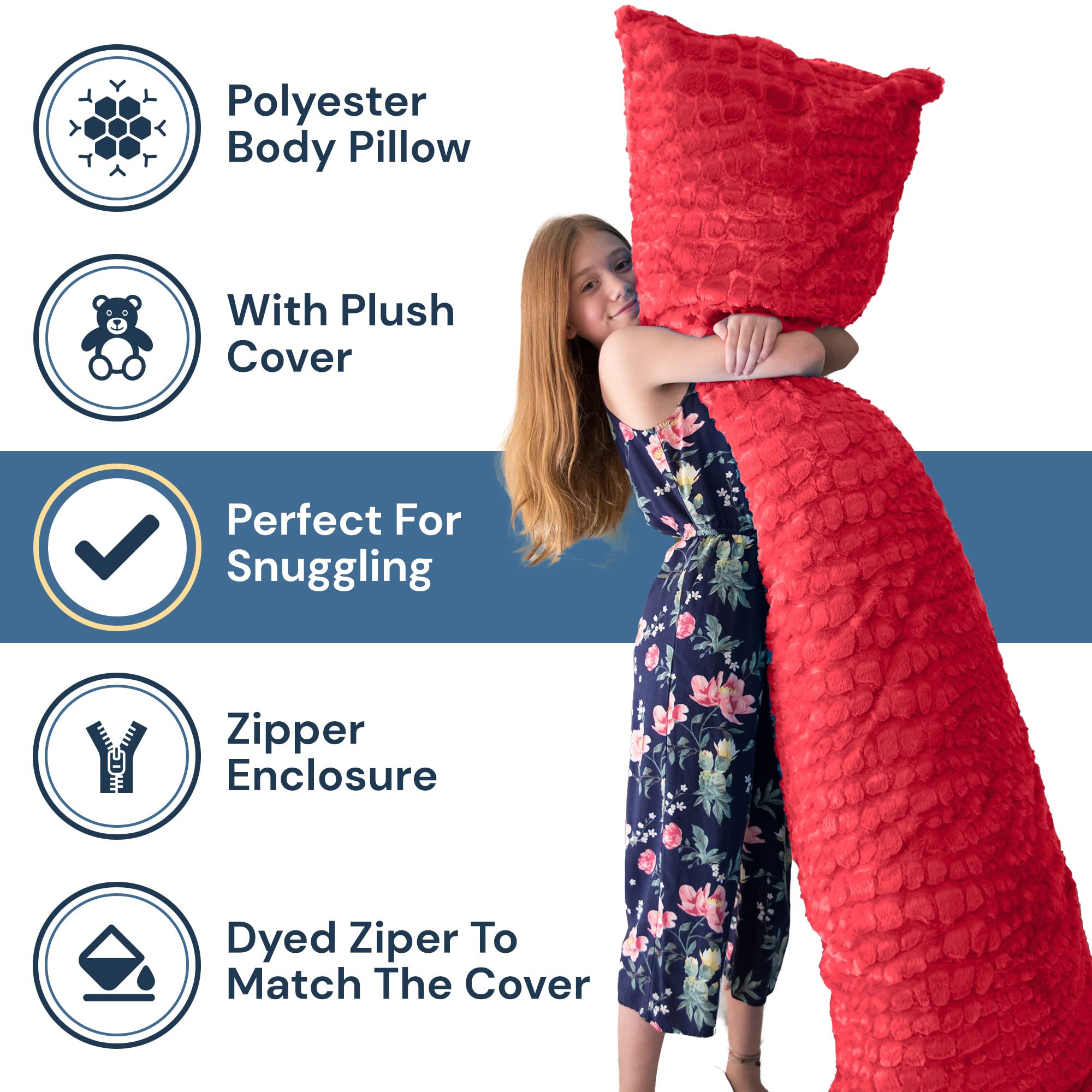 Pillowtex Ultra Soft Plush Body Pillow - 20x72 Inches Coral - Perfect for Sleeping, Lounging & Pregnancy Support
