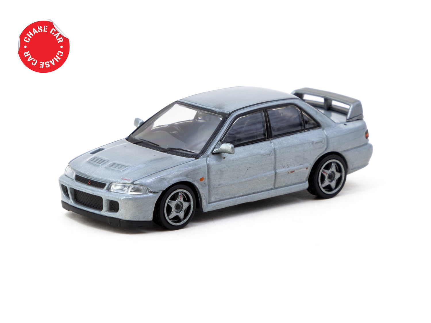 Tarmac Works 1/64 Scale Mitsubishi Lancer GSR Evolution II Silver Diecast Model Car - TWOC Members Only Special Edition Collectible for Car Enthusiasts | Perfect for Display, Gift Giving, and Racing Collections