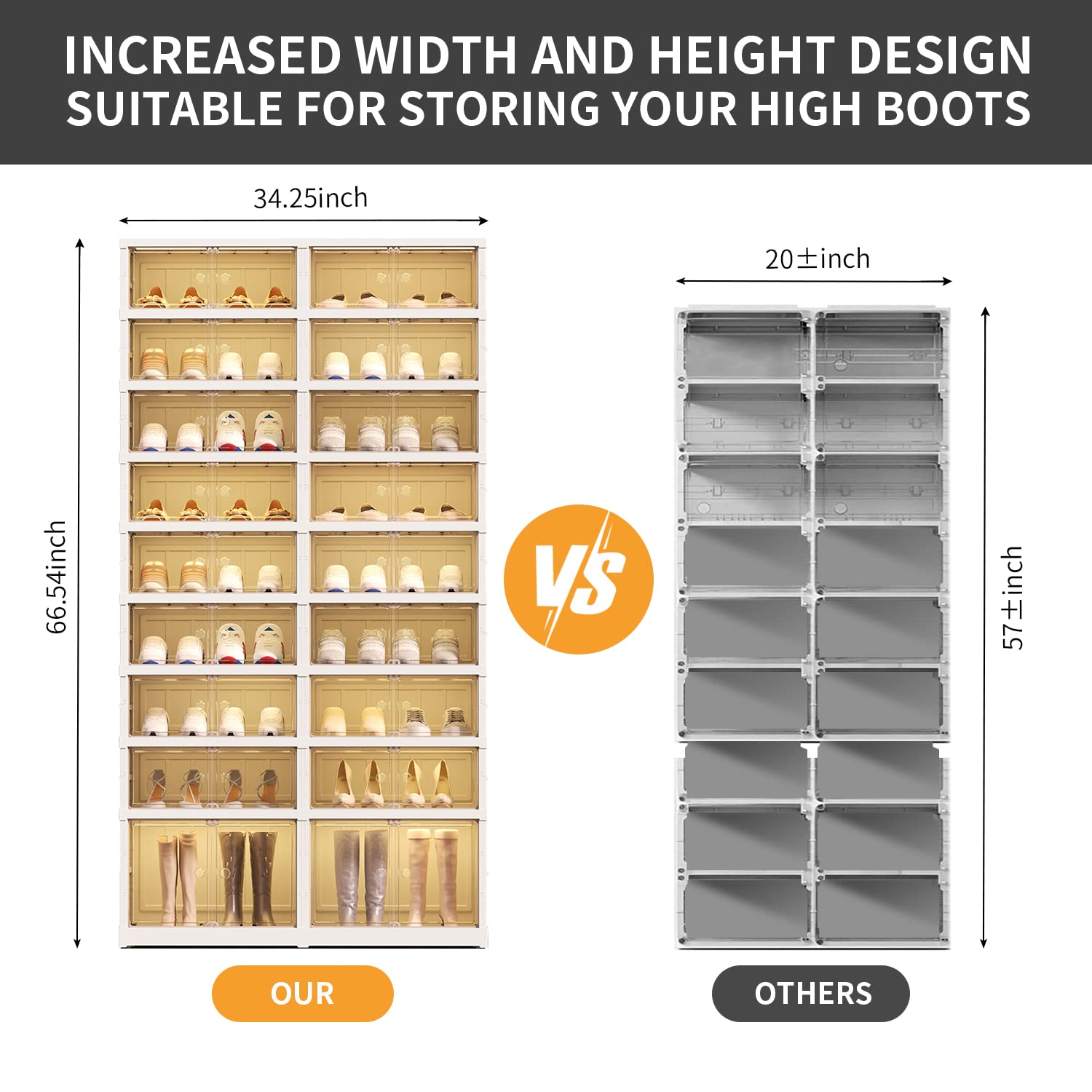 9-Tier Foldable Plastic Shoe Rack Organizer for Closet - 36 Pair Stackable Shoe Shelf with Door - Space Saving Storage Solution for Bedroom, Entryway & Dorm - Easy Assembly, Large Capacity