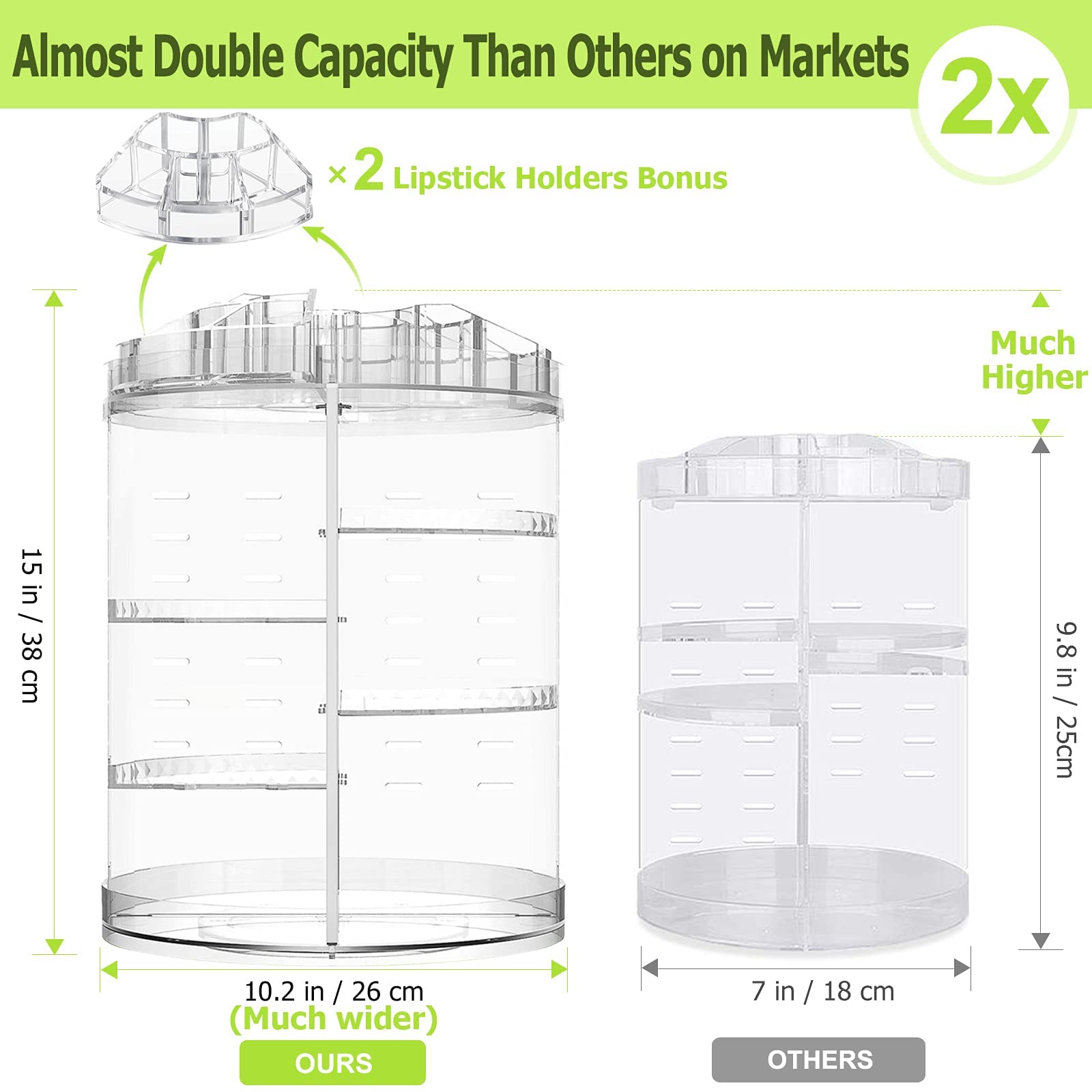 8-Layer Rotating Makeup Organizer - Large Capacity Cosmetic Carousel for Vanity & Skin Care