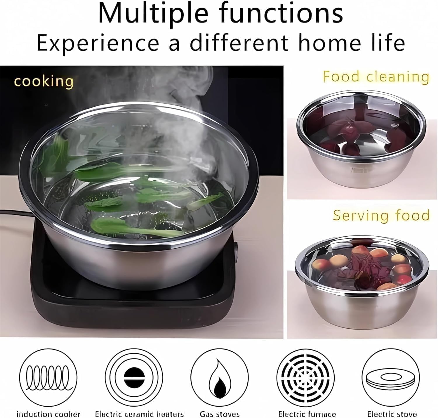 Smartdwel 3-in-1 Multifunctional Stainless Steel Basin with Strainer, Grater & Draining Bowl - 10.24 Inch Fruit Washing Bowl for Kitchen, Salad Prep & Food Drainage - Perfect for Washing Veggies, Grating Cheese & Draining Pasta