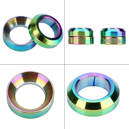 Dilwe 2 Pairs TC4 Titanium Headset Spacer & Front Brake Caliper Gasket Kit for Mountain Bike and Motorcycle - Durable Replacement Part for Smooth Braking Performance (Ideal for Off-Road Cycling and Motorcycle Maintenance)