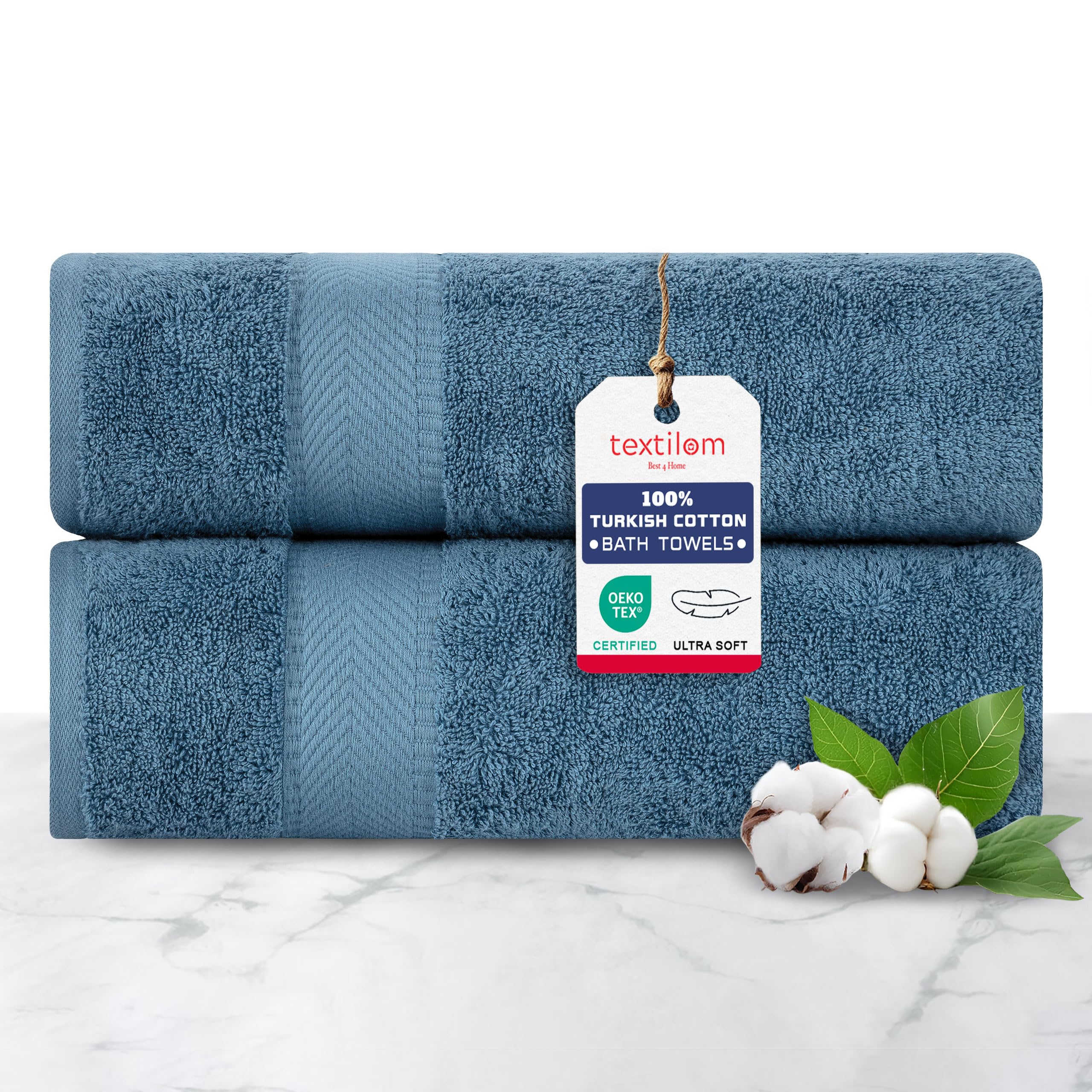 Premium 100% Turkish Cotton Bath Towel Set - 2 Pack Luxury Hotel Quality Bath Towels, Ultra Soft & Highly Absorbent (27