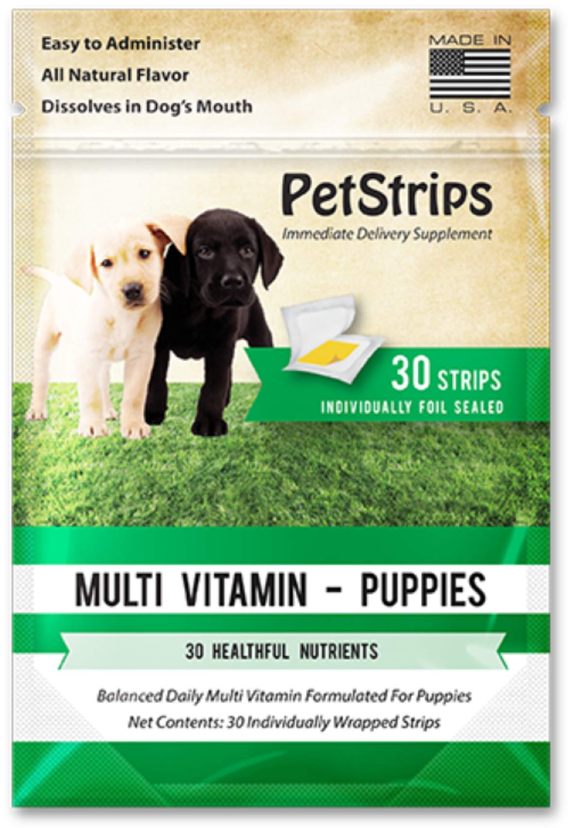 Premium Multi Vitamin for Puppies - Fast-Acting Chewable Strips (30 Count) | Supports Immune System & Bone Health | Ideal for Growing Dogs & Active Puppies