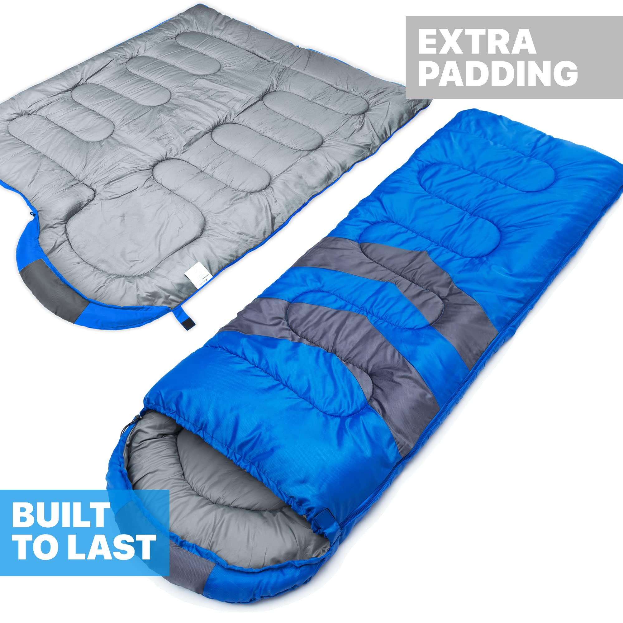 MalloMe Waterproof Lightweight Sleeping Bag for Adults & Kids - Single & Double Size for Winter, Fall & Spring Camping - Portable Backpacking Gear for Hiking, Travel & Outdoor Adventures with Compact Carry Bag