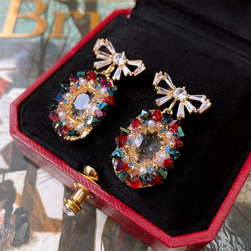 Boho Pearl Bow Drop Earrings for Women - Colorful Handmade Dangle Earrings | HE11153 | Perfect for Weddings, Parties & Boho Fashion