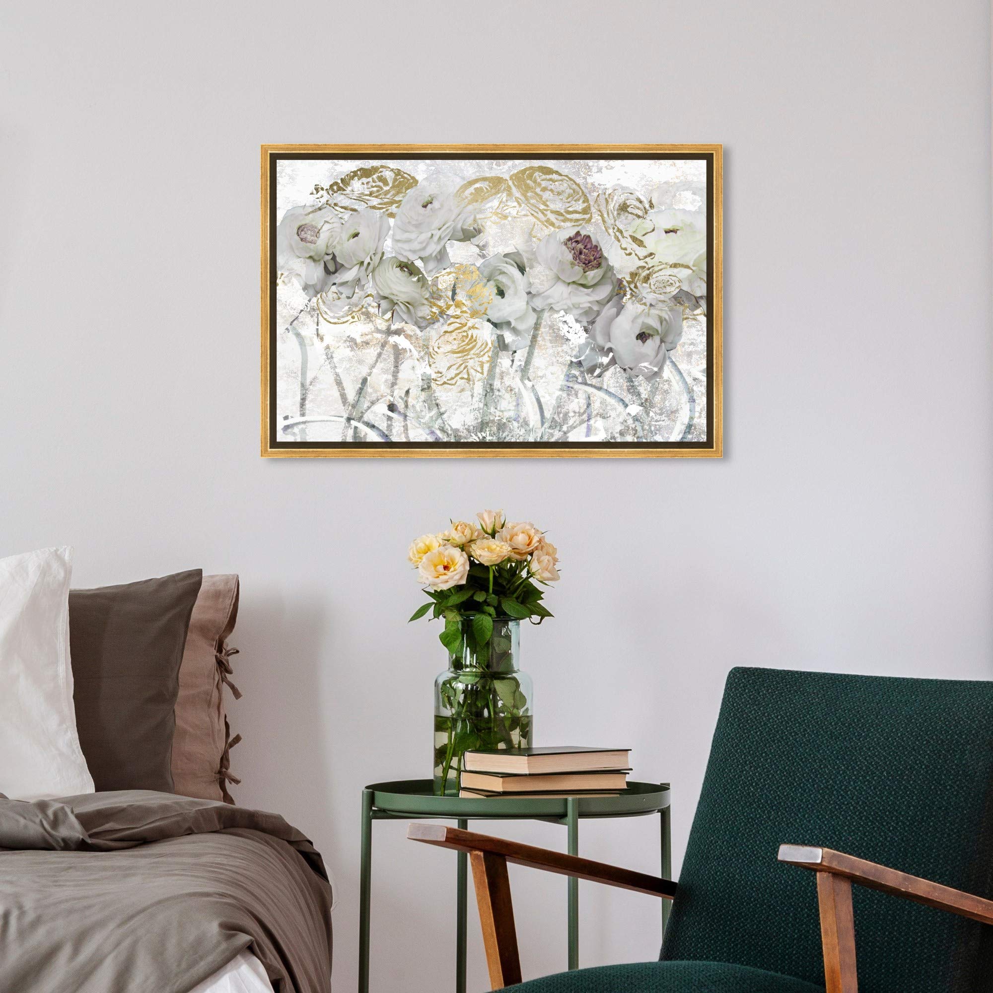 Floral & Botanical Wall Art Framed Canvas Print - 'Guest Brought Florals' Peonies Painting by Oliver Gal Artist Co. | Perfect for Living Room, Bedroom & Office Decor