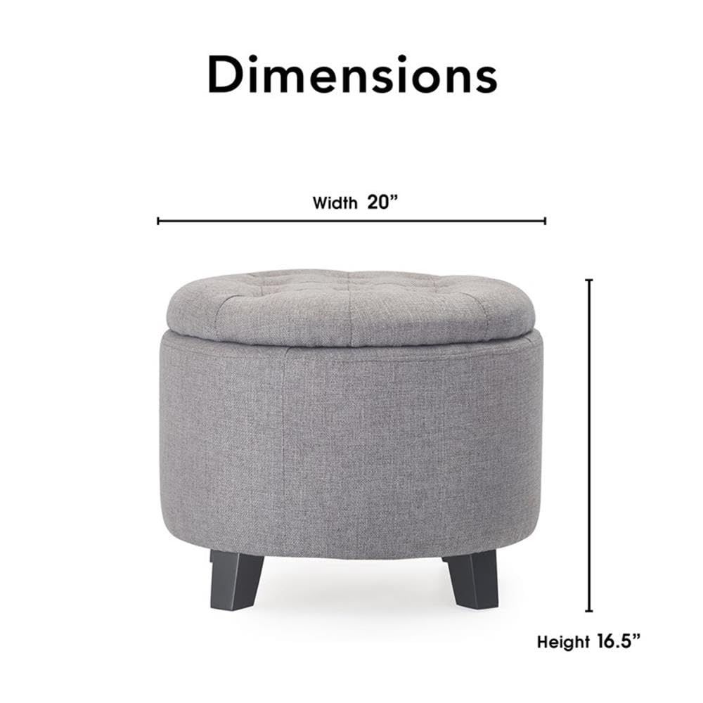 Finch Bennett Storage Ottoman with Lift Top - Gray Fabric Upholstered Bench Seat for Living Room, Bedroom & Entryway - Multi-Functional Footrest & Hidden Storage Furniture