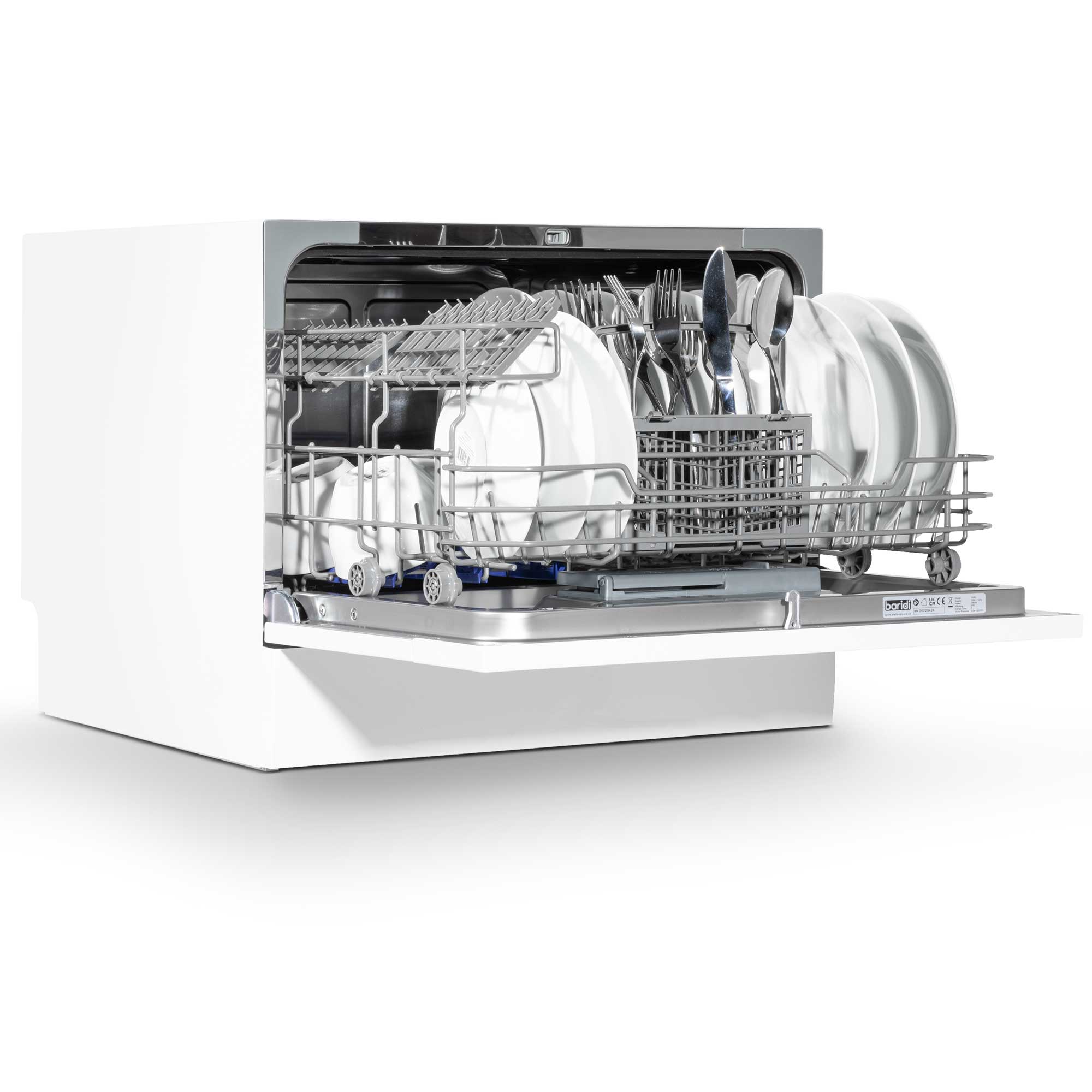 **Baridi Compact Tabletop Dishwasher – 6 Place Settings, 6 Wash Programs, Ultra Quiet (42dB), 6.5L Capacity, Energy Efficient, White (Model DH83) – Perfect for Small Kitchens, Apartments, RVs & Dorm Rooms**