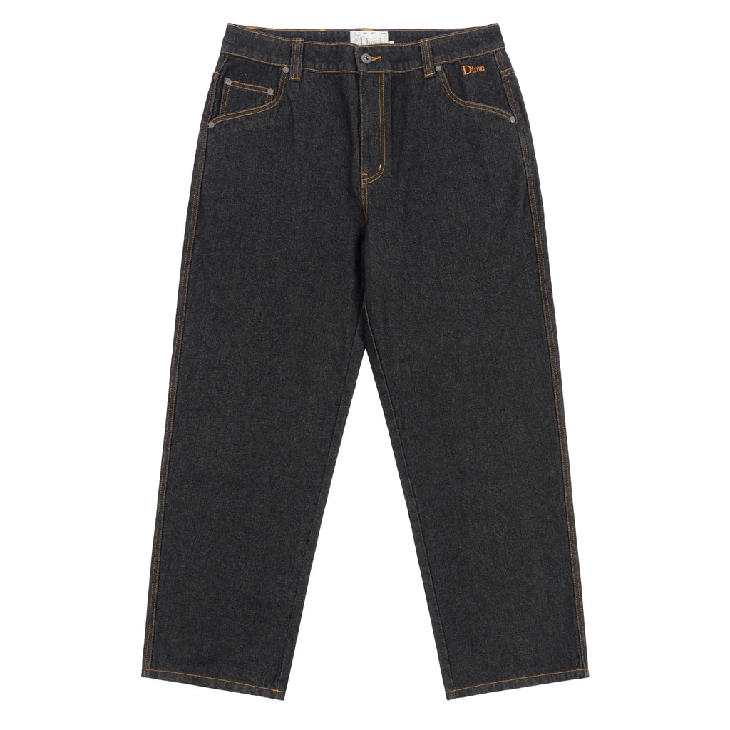 Dime Classic Relaxed Fit Denim Jeans for Men - Black Washed Vintage Style | Casual Wear, Street Style & Everyday Comfort