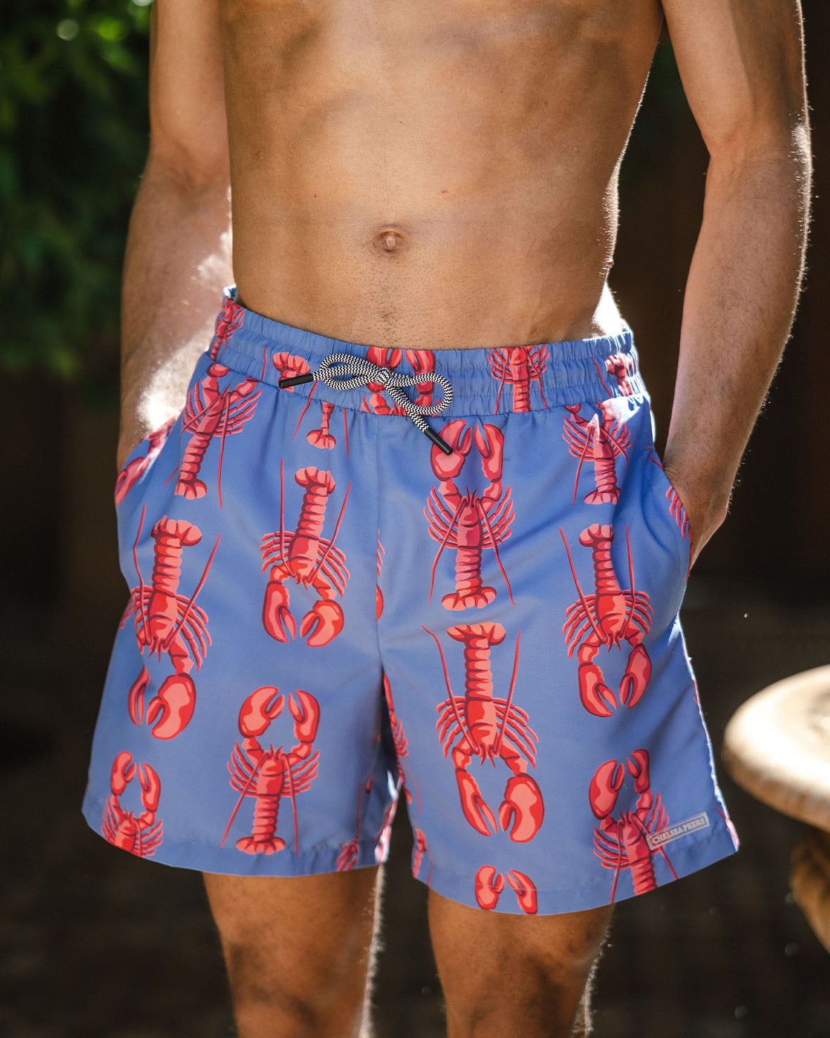 Men's Lobster Print Swim Shorts - Quick Dry Beach Swim Trunks for Summer Swimming, Surfing, and Poolside Relaxation