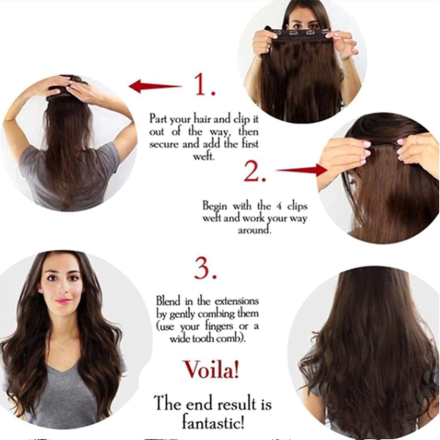 Honbon Nakli Full Head Synthetic Curly Hair Wig for Women - 16 Inch Heat Resistant Hair Extensions with 5 Clips (1 Piece) | Perfect for Cosplay, Daily Wear & Special Occasions