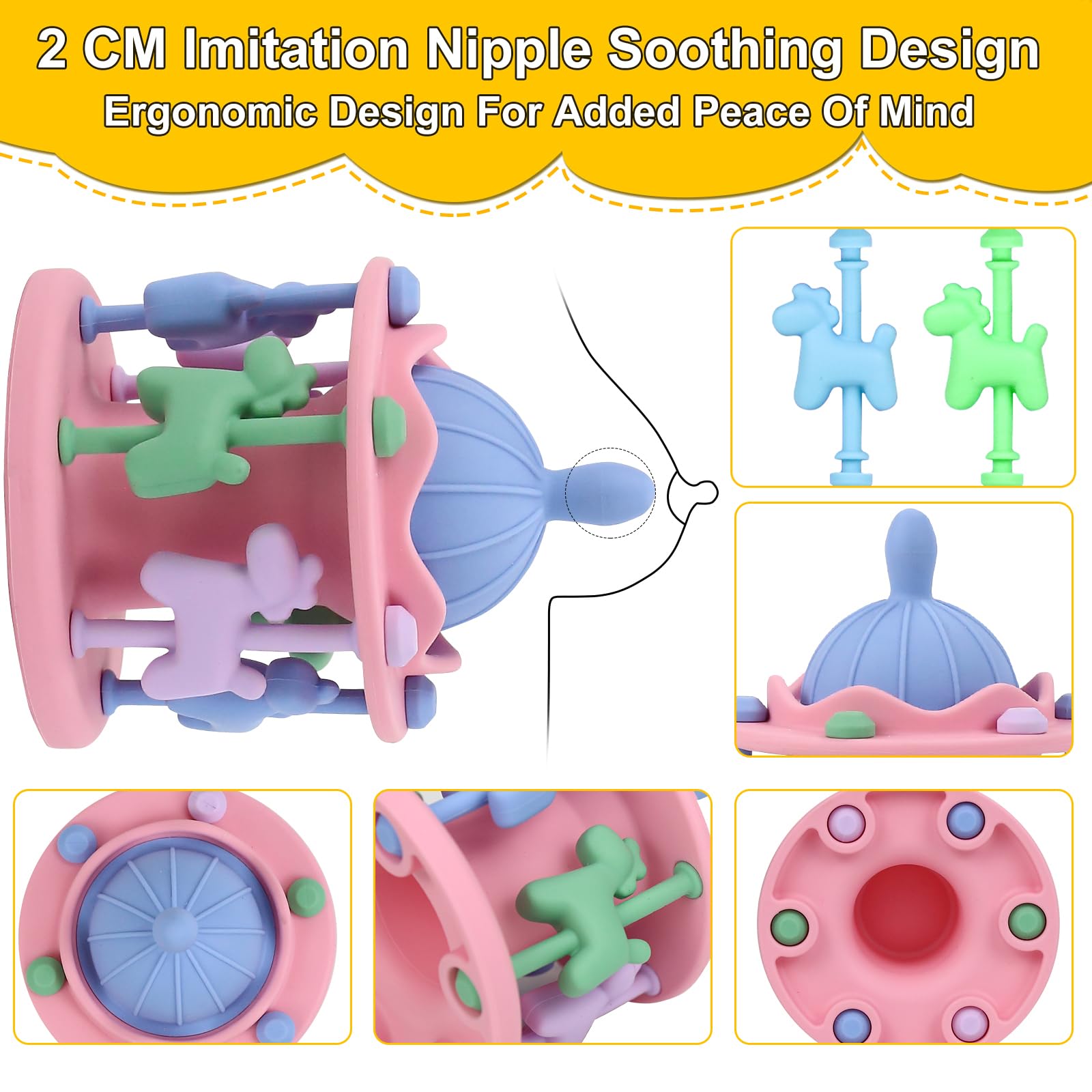 DDMY Silicone Baby Teether Toy - Safe for 0-12 Months, Perfect Gift for Girls & Boys - Great for Teething Relief & Playtime