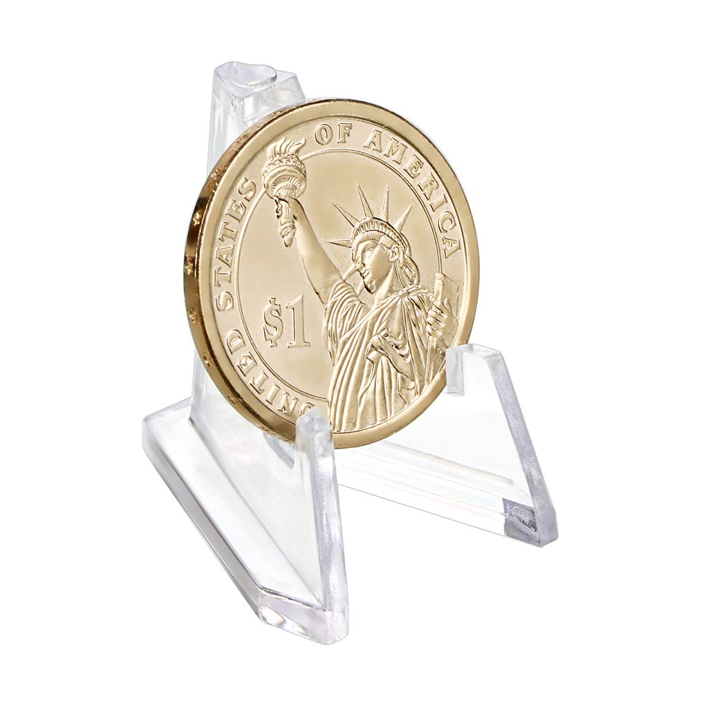 20 Pack Clear Acrylic Easel Stands for Coins, Watches & Medals - Display & Organize