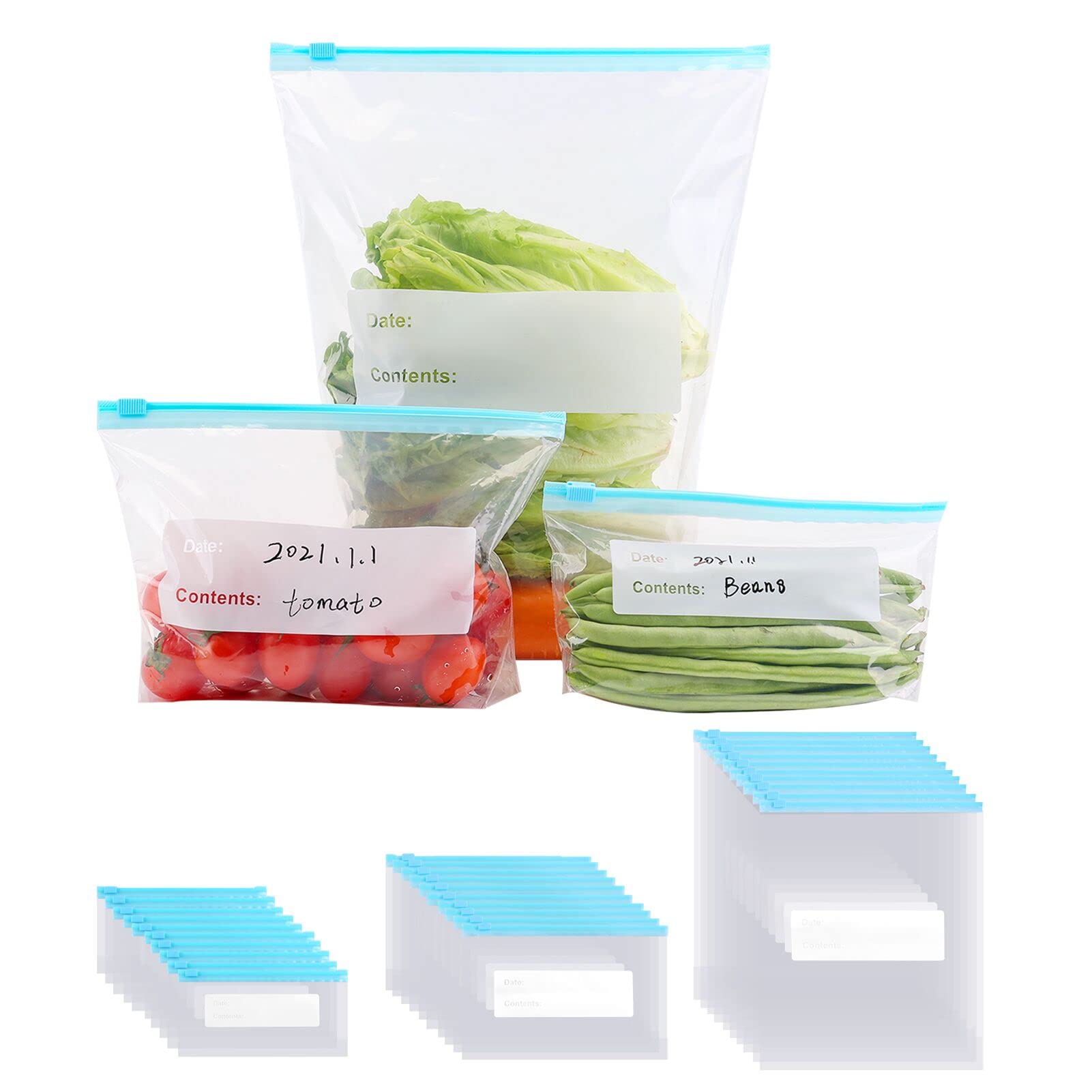 30-Pack Reusable Freezer Bags with Leakproof Seal - Quart & Gallon Ziplock Bags for Food Storage, Snacks & Freezing - Perfect for Meal Prep, Leftovers & On-the-Go Snacks