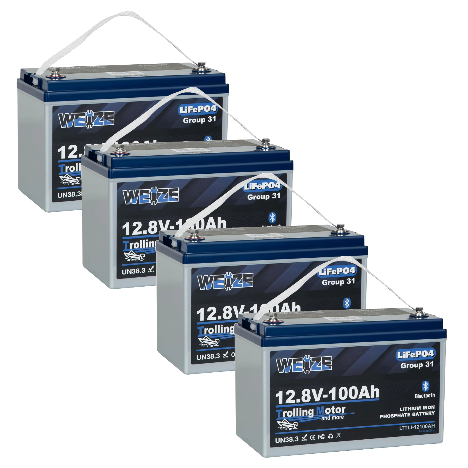 WEIZE 12V 100Ah LiFePO4 Lithium Battery with Bluetooth - Group 31 Deep Cycle Battery for RVs, Boats, Solar Systems & Off-Grid Power Storage
