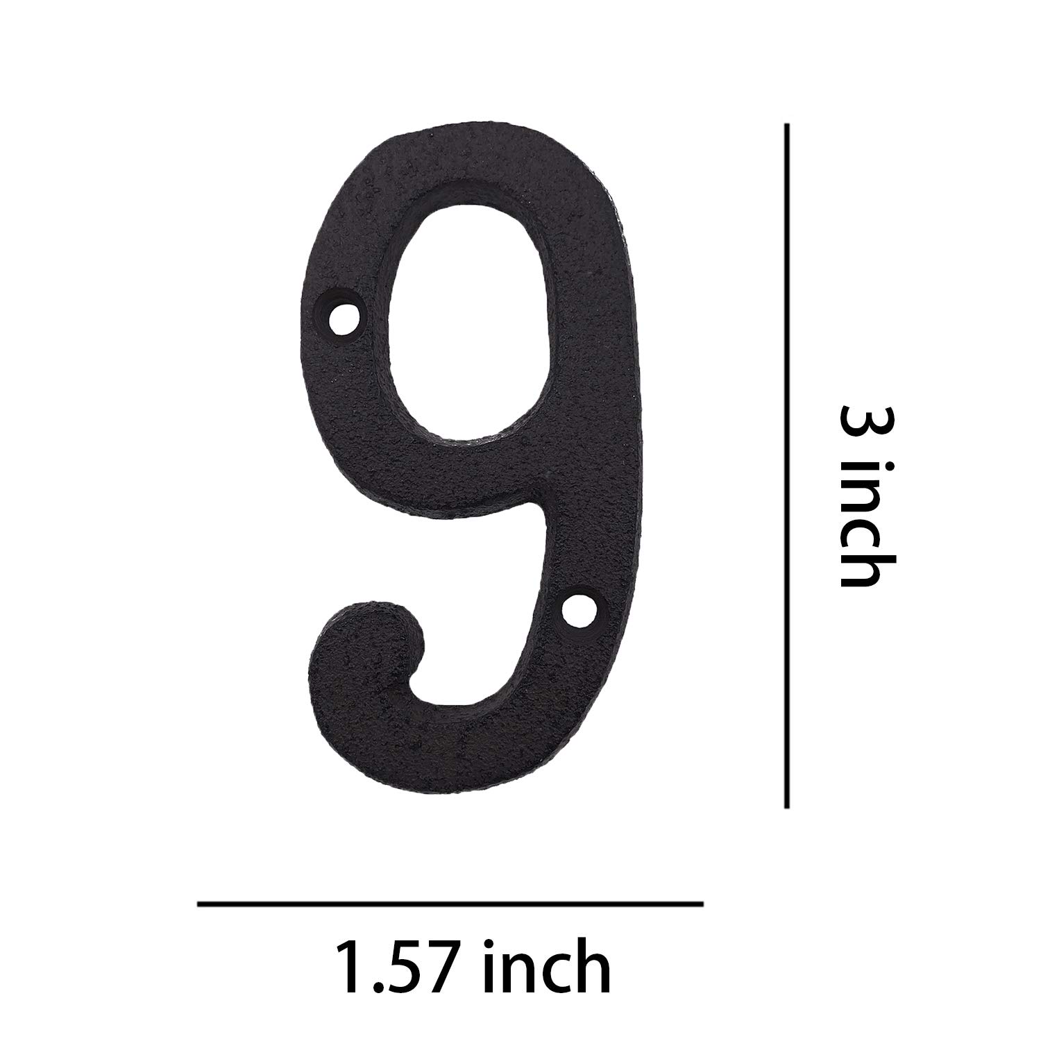 3 Inch Cast Iron House Numbers - Durable Mailbox & Home Address Plaque (Number 9) for Front Door, Porch & Yard Decor