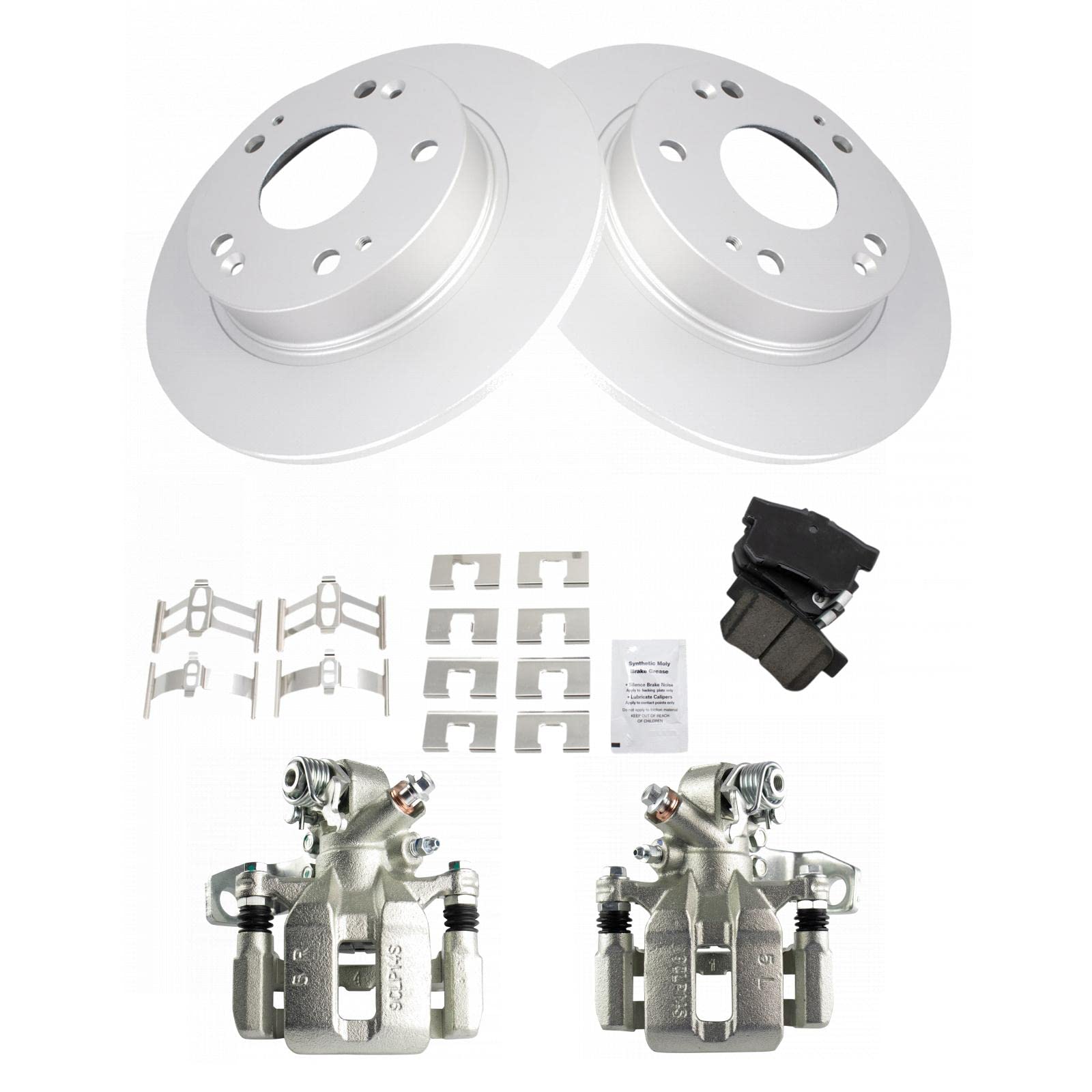 Premium TRQ Rear Brake Pad & Rotor Kit with Ceramic G-Coated Brake Pads - Compatible with 2013-2015 Acura ILX & 2006-2015 Honda Civic - Perfect for City Driving and Daily Commutes