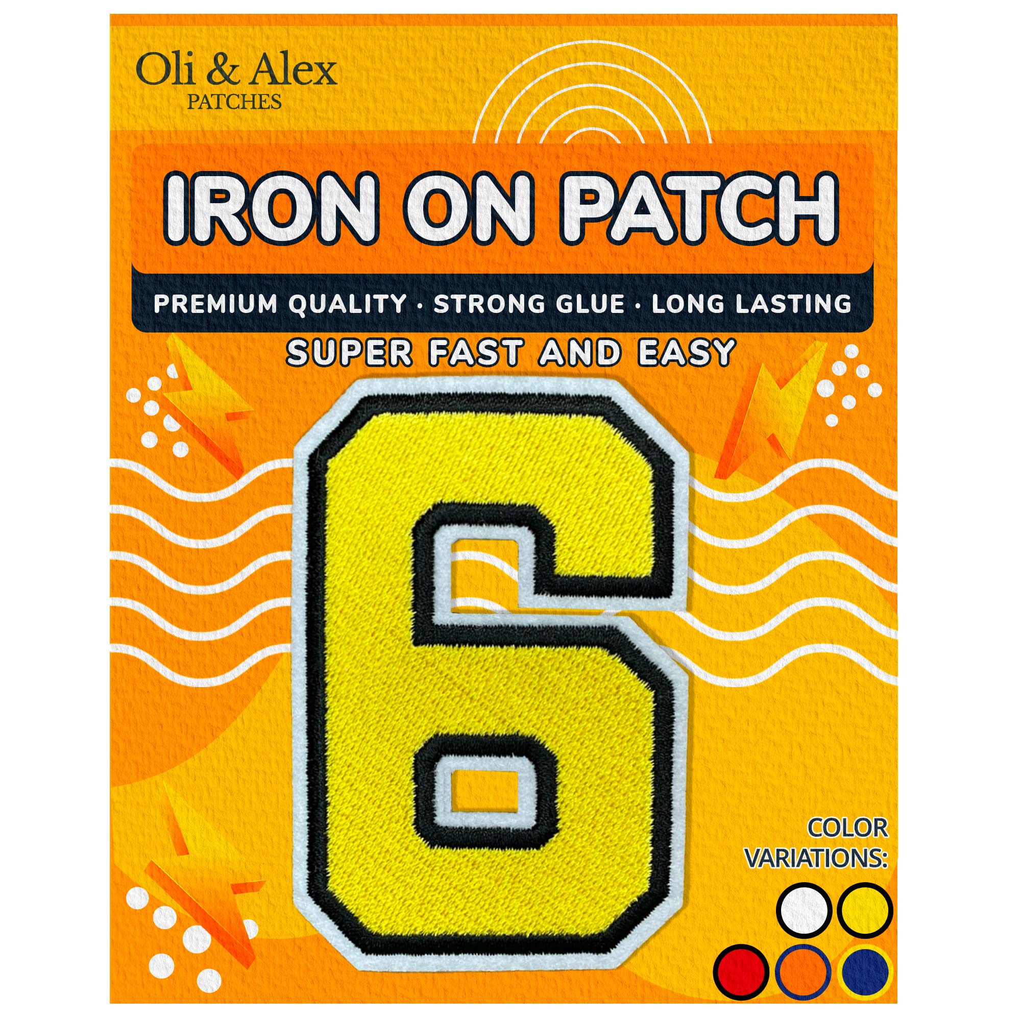 Yellow Iron On Patches - Embroidered Number 6 & 9 Applique for Clothes | No-Sew Fabric Repair Patches for Jackets, Jeans & Sportswear | DIY Customization & Decorative Clothing Upgrade
