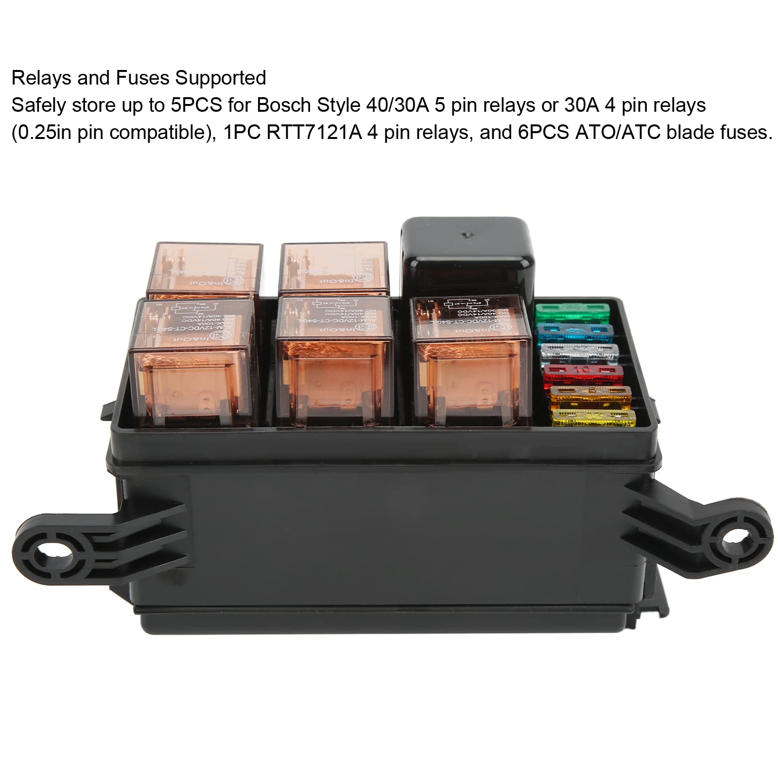 6-Way Fuse Relay Box - Waterproof Automotive & Marine Relay System with Push-Fit Connectors - Plug & Play Durable Electrical Distribution Box for Car, Boat, RV Wiring Projects