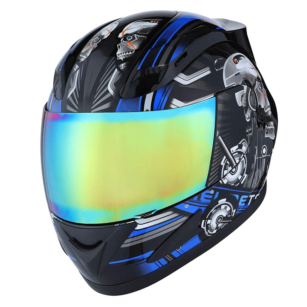 1Storm HJDJ11 Full Face Motorcycle Helmet - DOT Certified Mechanic Skull Design for Men & Women - Ideal for Street Biking, Cruiser Riding & Motorcycle Safety Gear