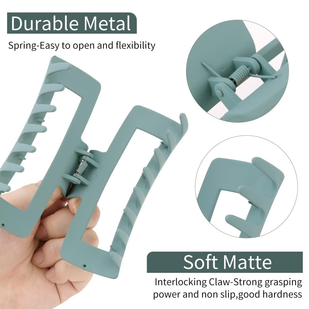 KROGER 8cm 4-Pack Strong Hold Claw Clips for Thick & Long Hair - Non-Slip Matte Banana Jaw Clips for Curly Hair | Perfect for Ponytails, Buns & Updos