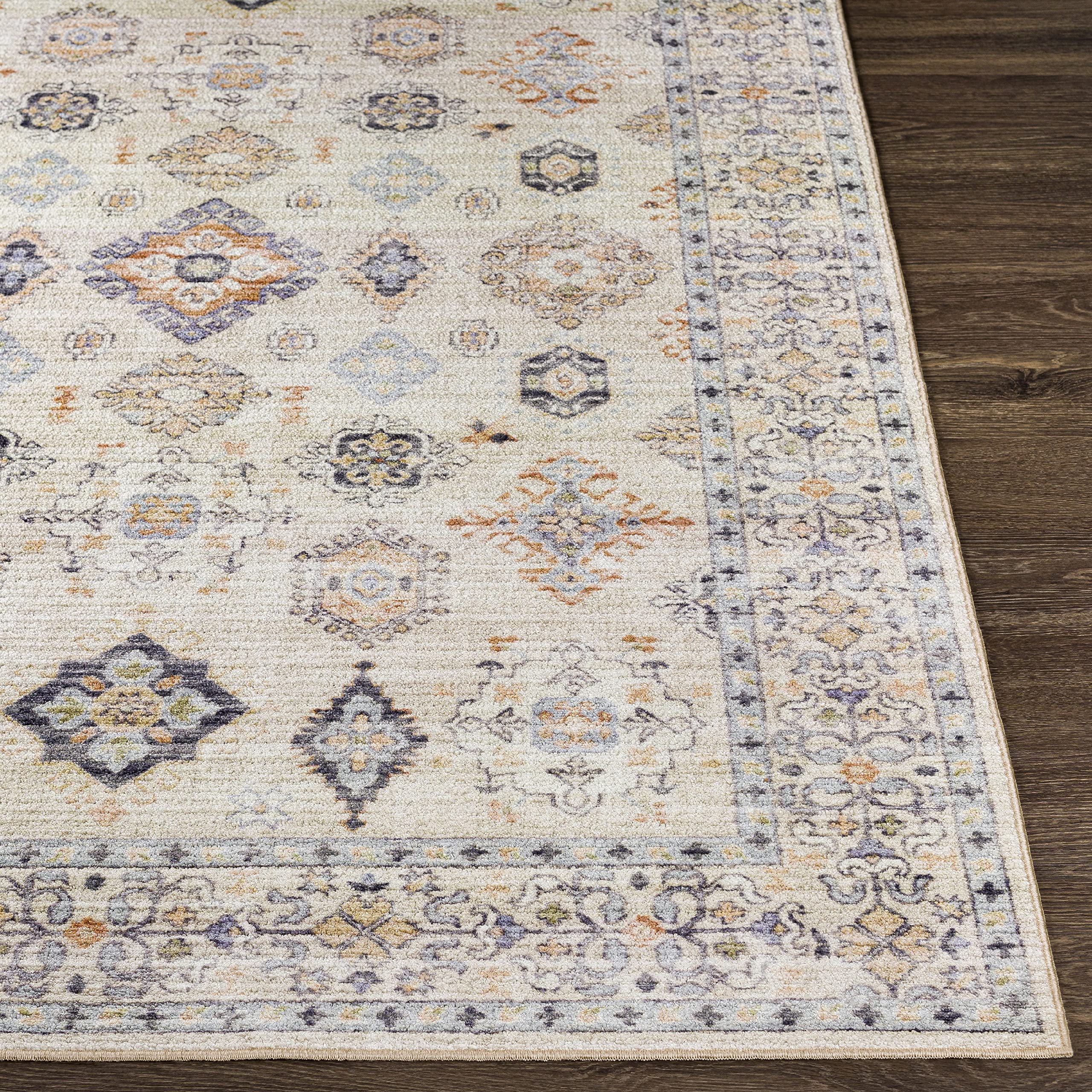 Mark&Day Washable 5x7 Area Rug - Park Forest Traditional Beige, Orange & Grey Machine Washable Carpet for Living Room, Bedroom, Kitchen | Soft & Durable Floor Mat for Home Decor, Pet-Friendly & Easy Clean (5'3
