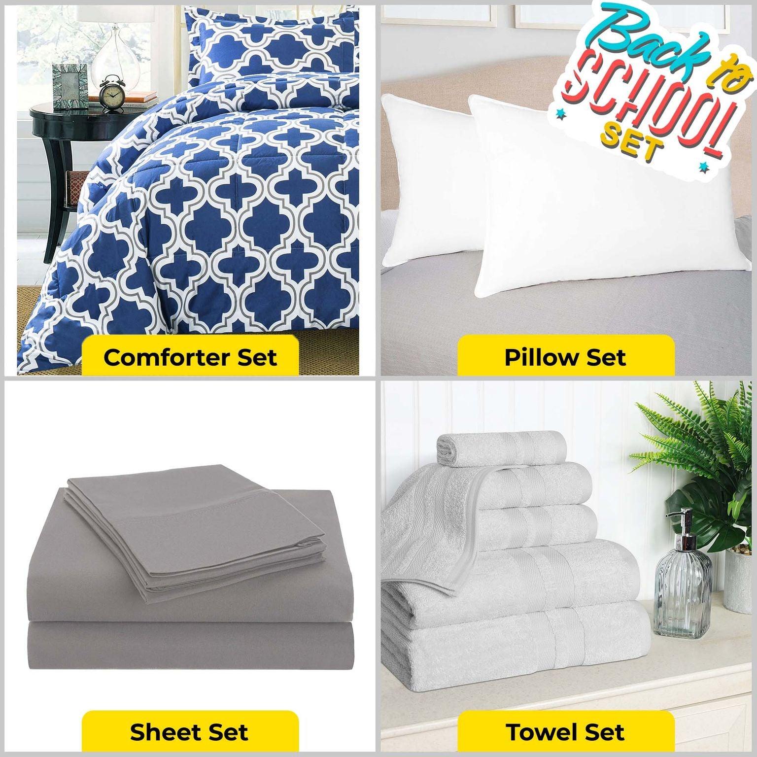 Back To School Essentials Kit - Twin & Twin XL Dorm Bedding Set in Navy Blue | Perfect for College Dorm Rooms & Student Housing