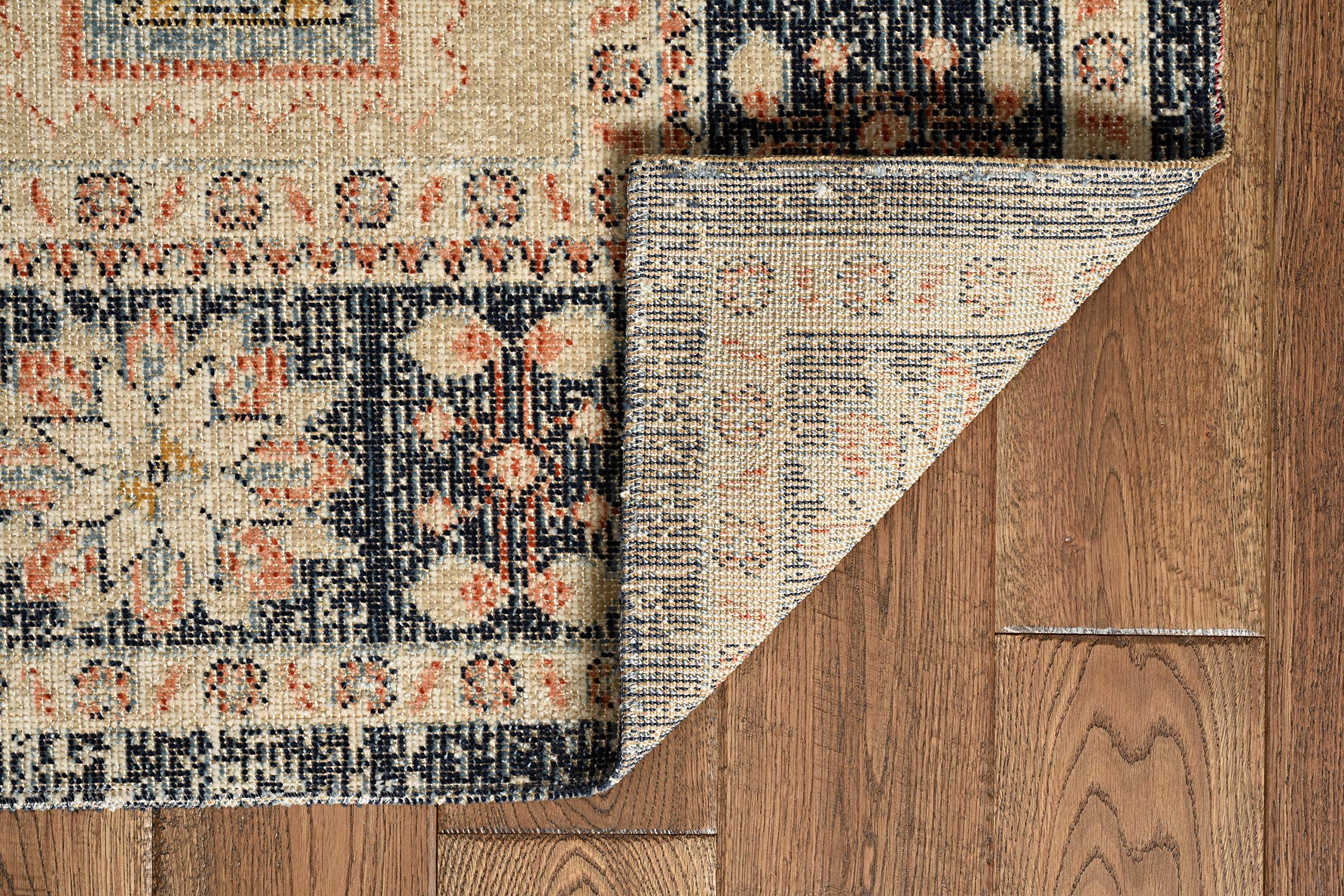 Premium Linon Home Decor Plateau Nelson Ivory/Navy 8' X 10' Area Rug - Soft & Durable for Living Room, Bedroom, or Office Decor