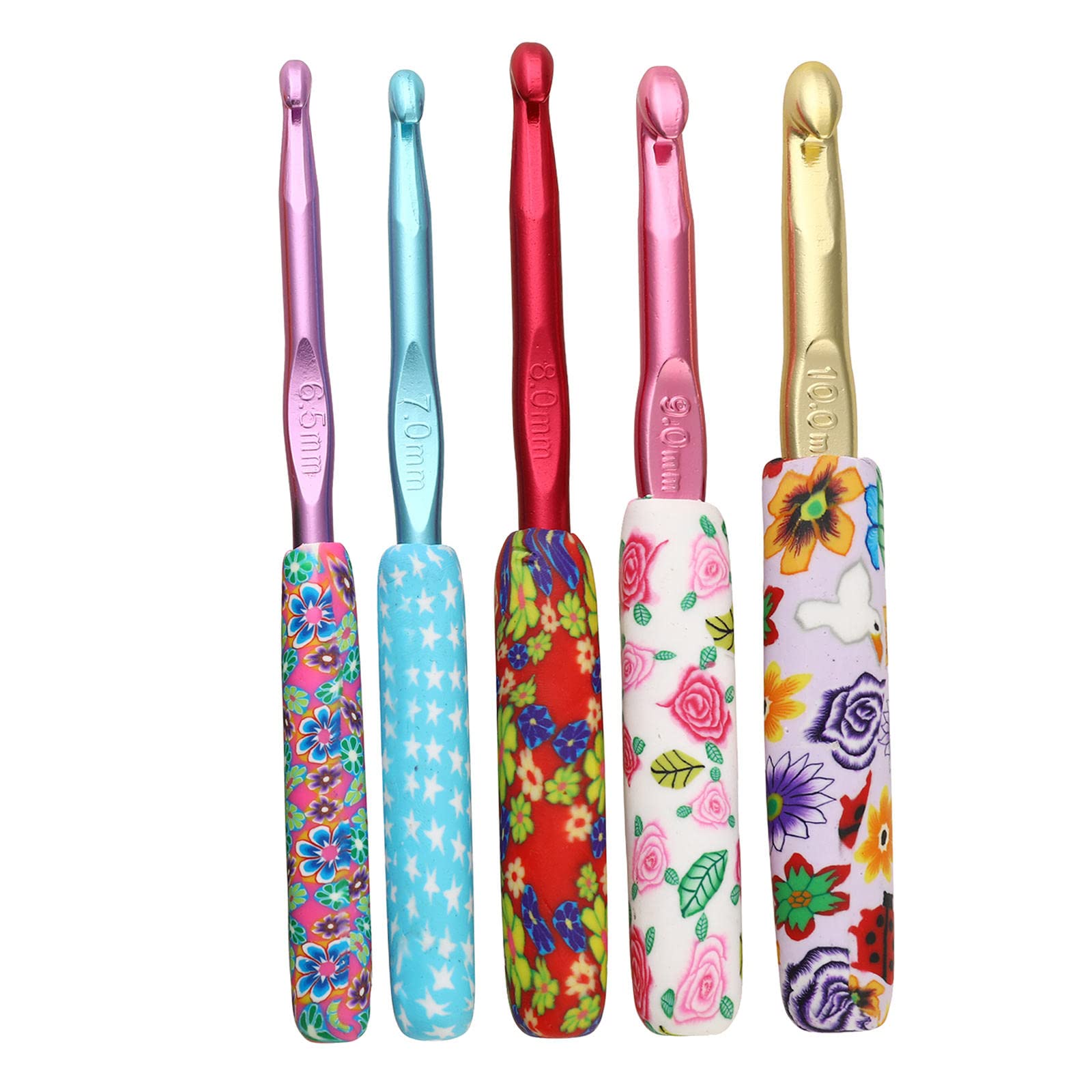 5-Piece Ergonomic Crochet Hooks Set for Arthritic Hands - Comfortable Knitting Needles & Yarn Craft Supplies for Beginners - Perfect for DIY Projects, Blankets, Scarves & Home Decor
