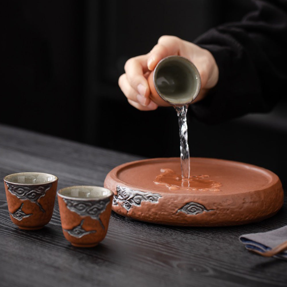 Japanese Auspicious Clouds Pottery Tea Set - Traditional Handcrafted Ceramic Tea Cup Set for Matcha, Green Tea & Herbal Tea | Perfect for Zen Tea Ceremony, Home Decor & Gift Giving