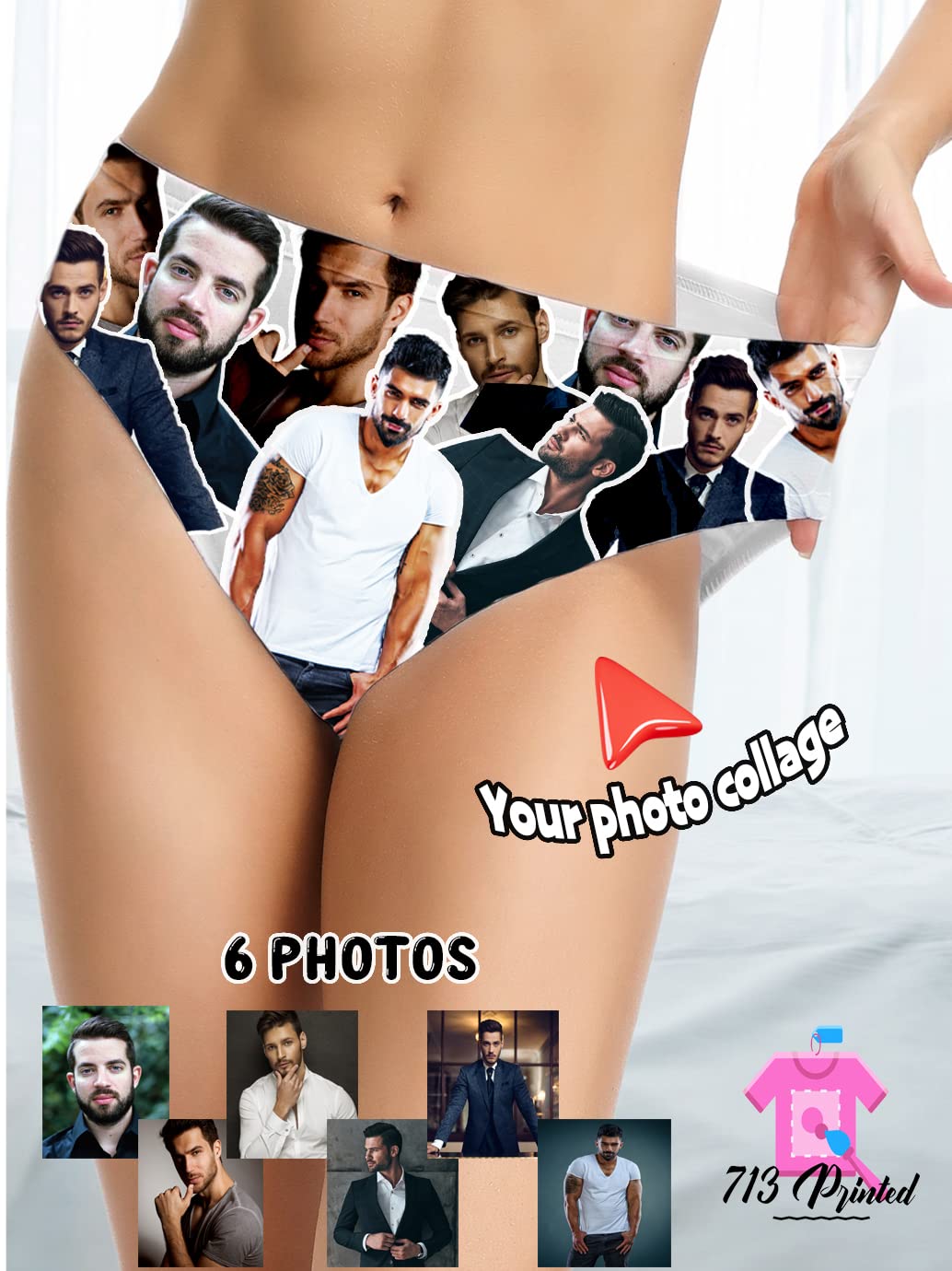 Custom Printed Photo Panties - Personalized with 6 Photos | Sexy, Fun & Funny Underwear Gift for Her | Perfect for Anniversaries, Bachelorette Parties & Romantic Gifts