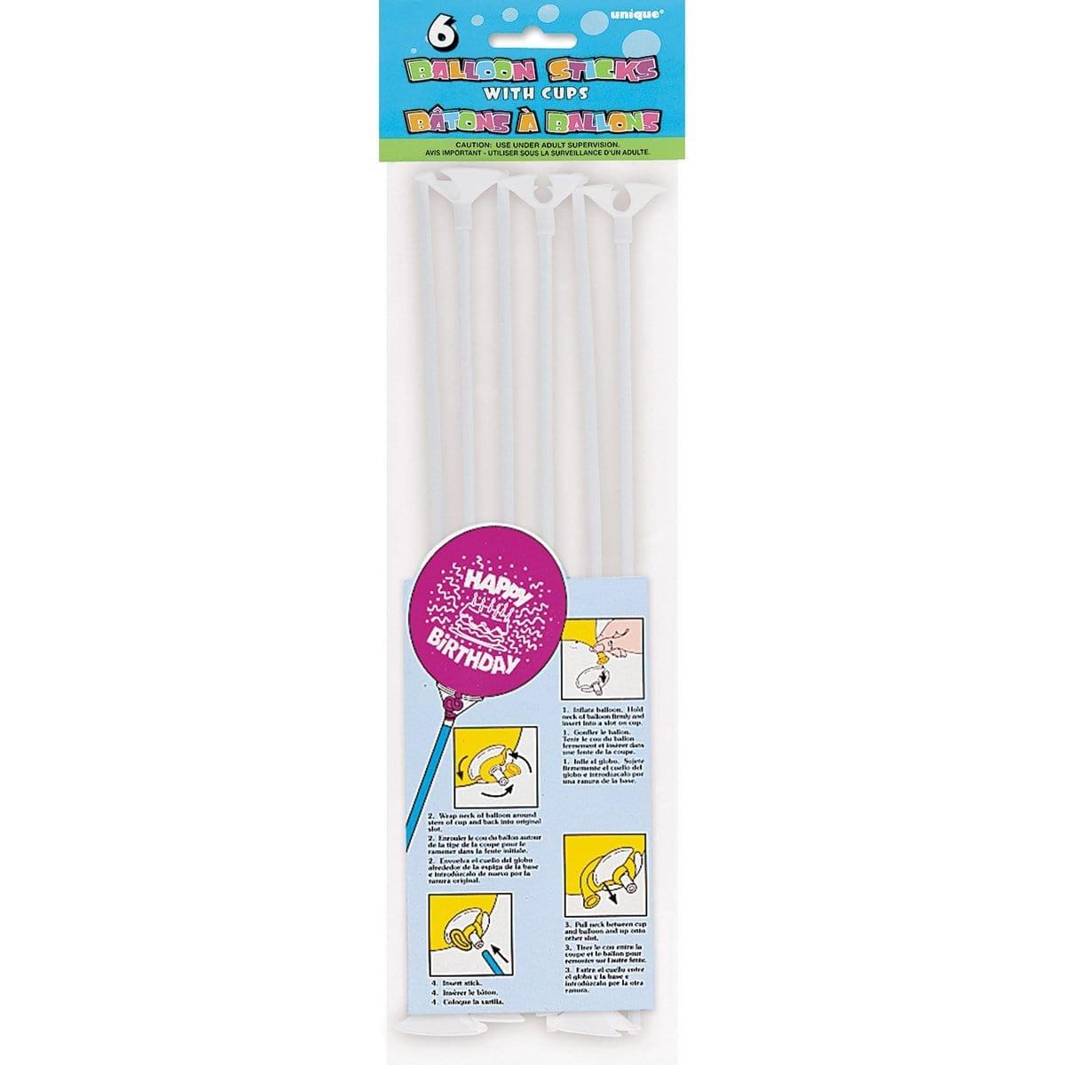 12 Inch Balloon Sticks with Cups - 6 Pack | Party Balloon Holder for Birthday, Wedding & Baby Shower Decorations